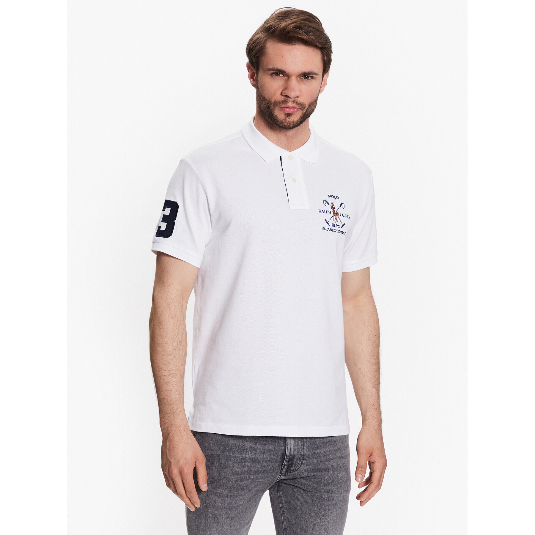 Polo Ralph Lauren Tricou polo 710900615001 Alb Custom Slim Fit - Pled.ro