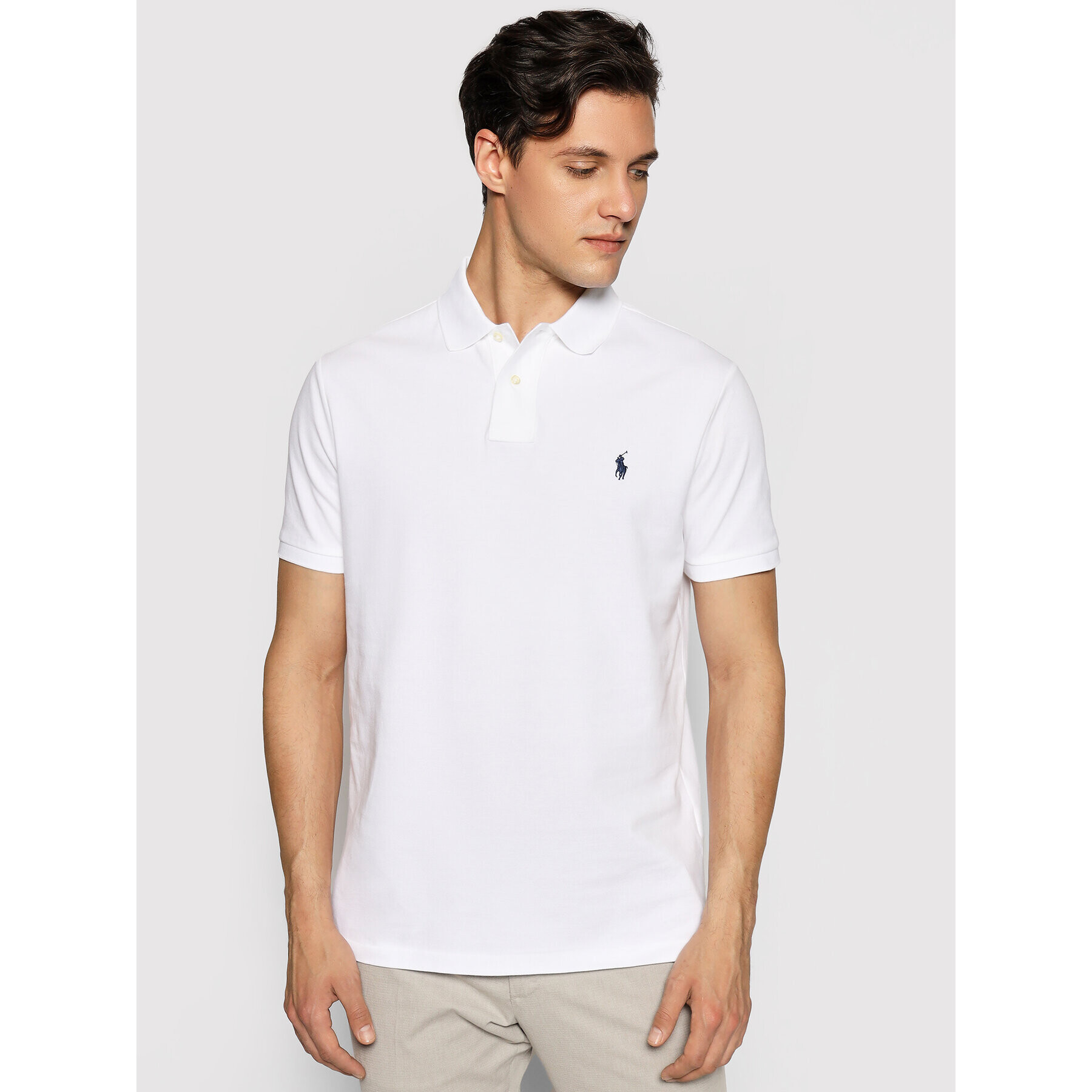 Polo Ralph Lauren Tricou polo Core Replen 710666998 Alb Custom Slim Fit - Pled.ro