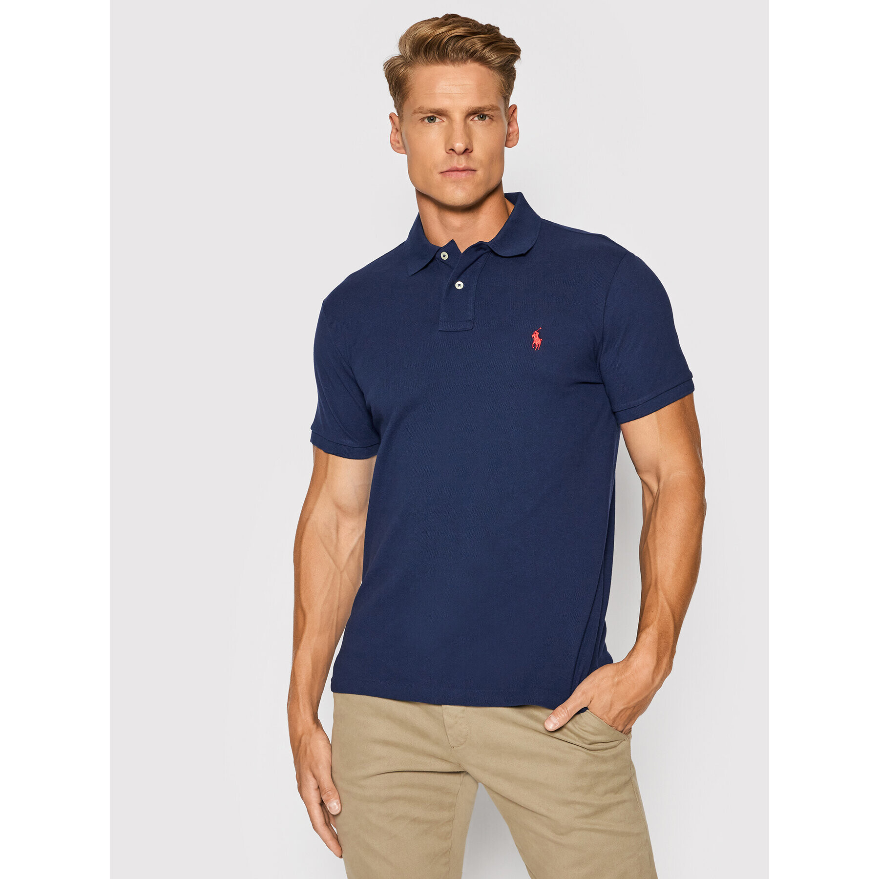 Polo Ralph Lauren Tricou polo Core Replen 710782592 Bleumarin Custom Slim Fit - Pled.ro