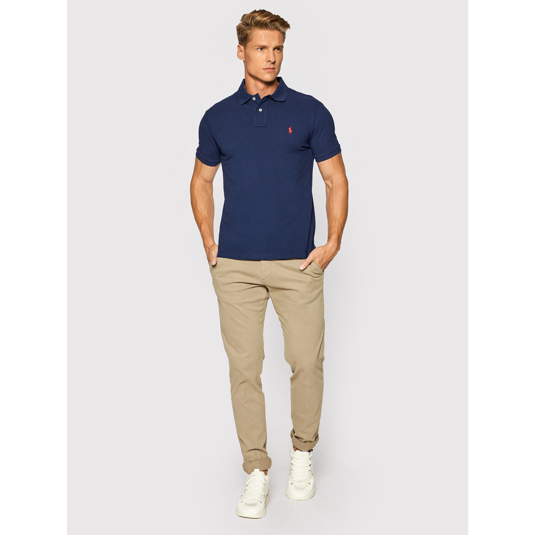 Polo Ralph Lauren Tricou polo Core Replen 710782592 Bleumarin Custom Slim Fit - Pled.ro