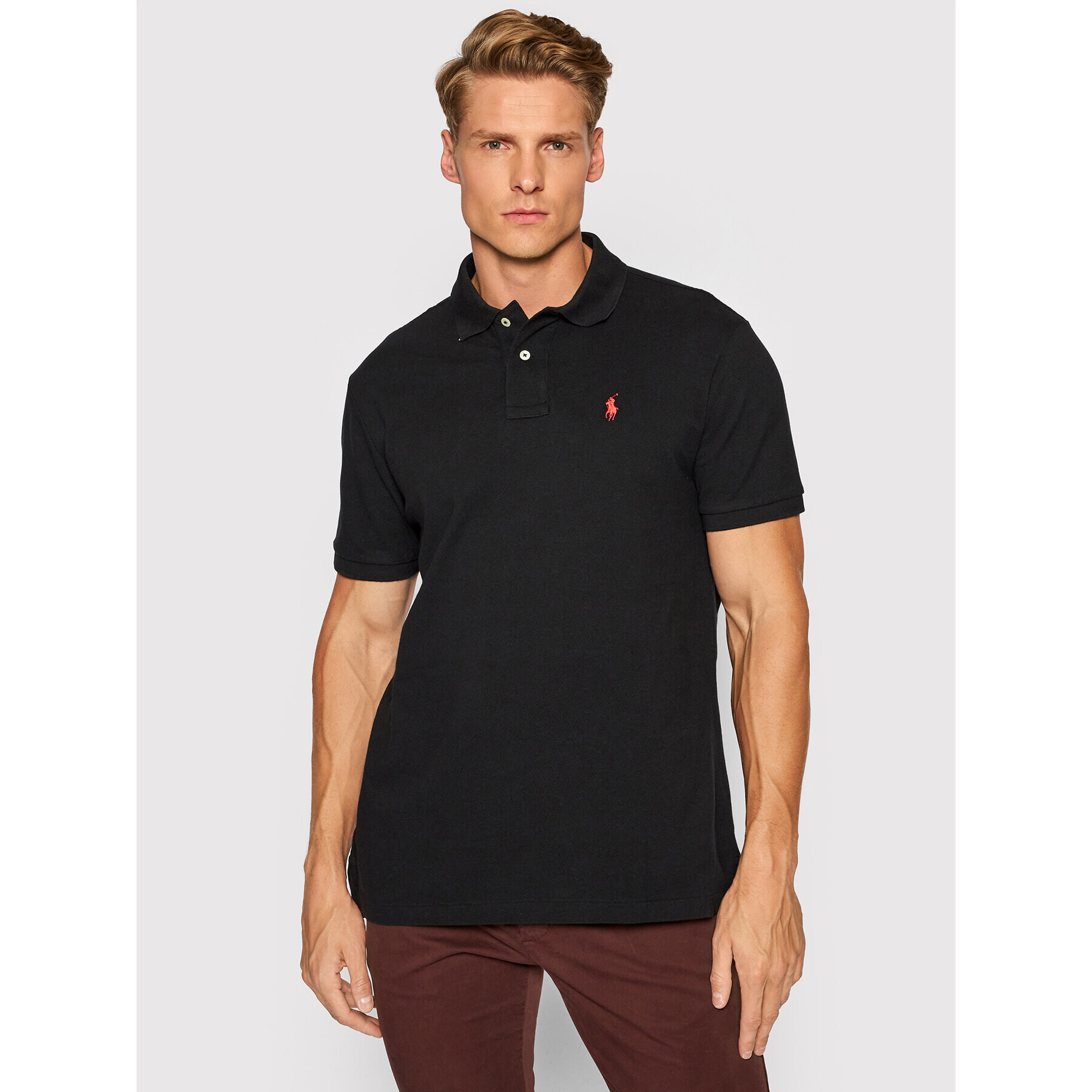 Polo Ralph Lauren Tricou polo Core Replen 710782592 Negru Custom Slim Fit - Pled.ro