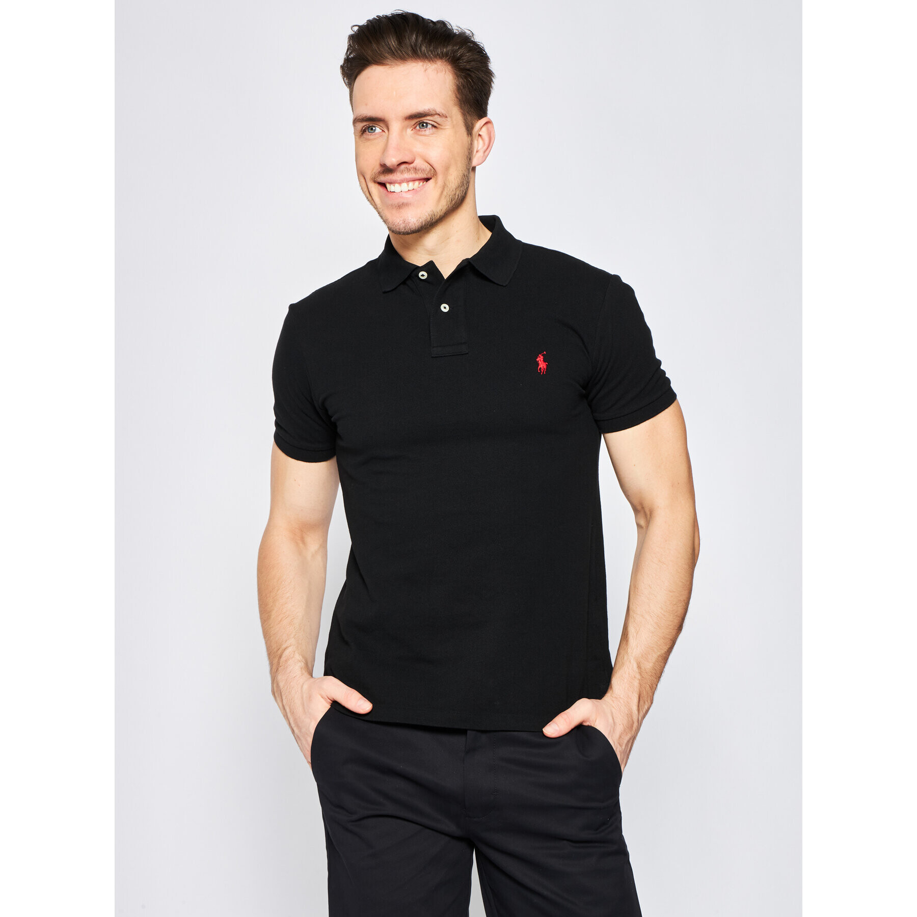 Polo Ralph Lauren Tricou polo Core Replen 710795080 Negru Slim Fit - Pled.ro