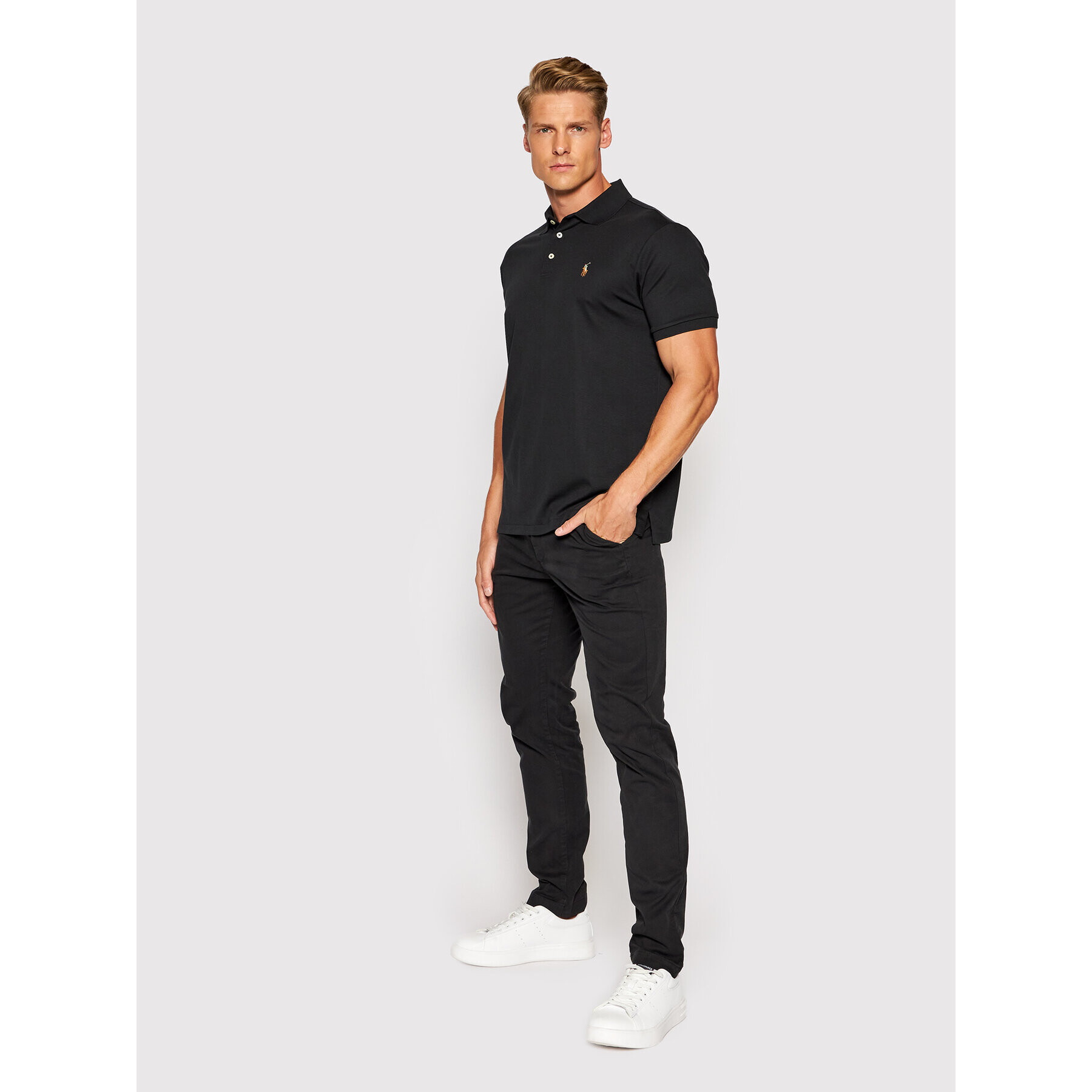 Polo Ralph Lauren Tricou polo Ssl 710713130001 Negru Slim Fit - Pled.ro