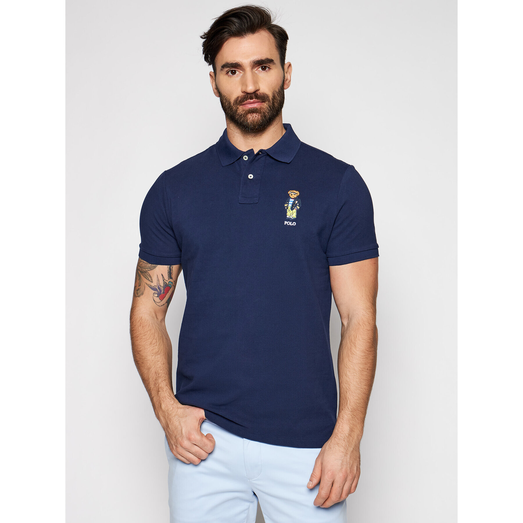 Polo Ralph Lauren Tricou polo Ssl 710835783001 Bleumarin Slim Fit - Pled.ro