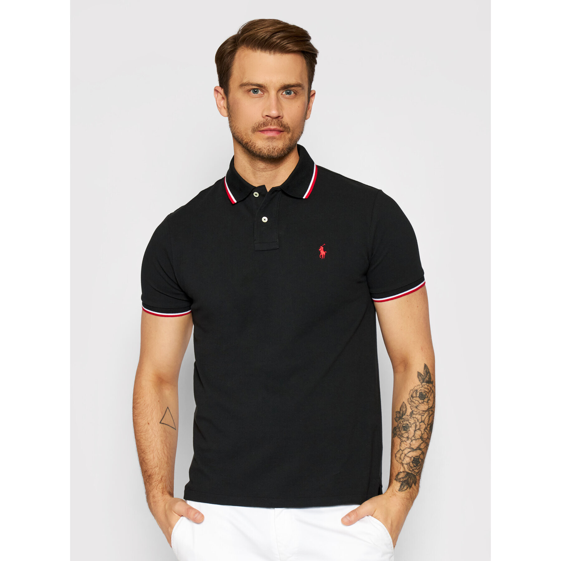 Polo Ralph Lauren Tricou polo Ssl 710842621001 Negru Custom Slim Fit - Pled.ro