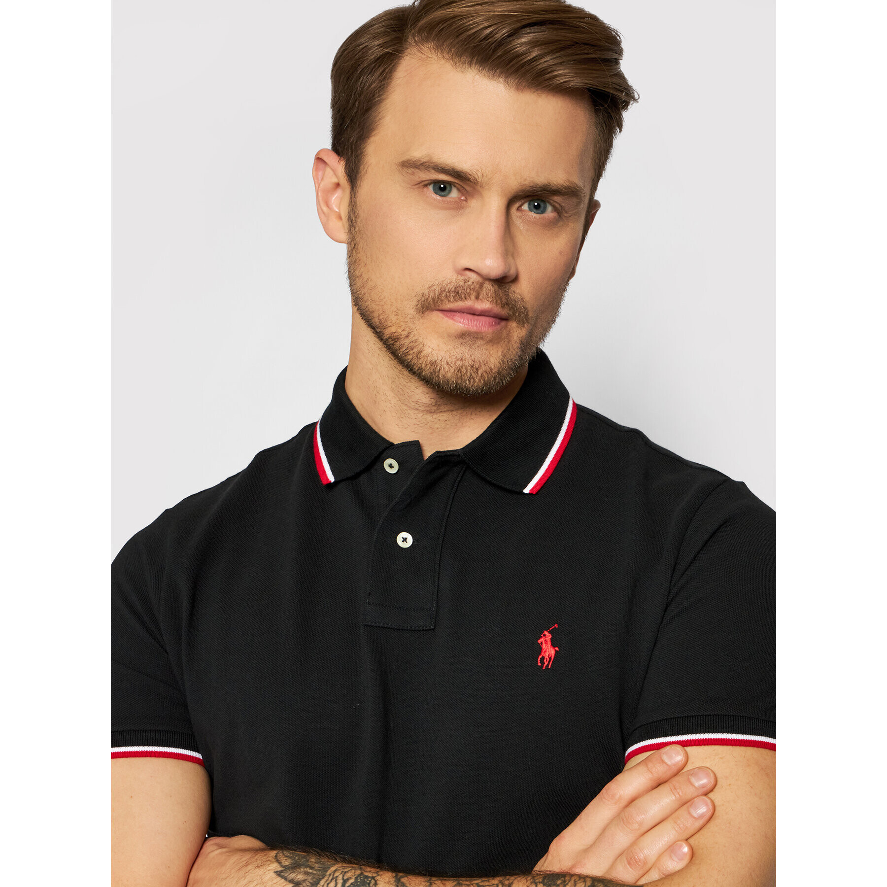 Polo Ralph Lauren Tricou polo Ssl 710842621001 Negru Custom Slim Fit - Pled.ro