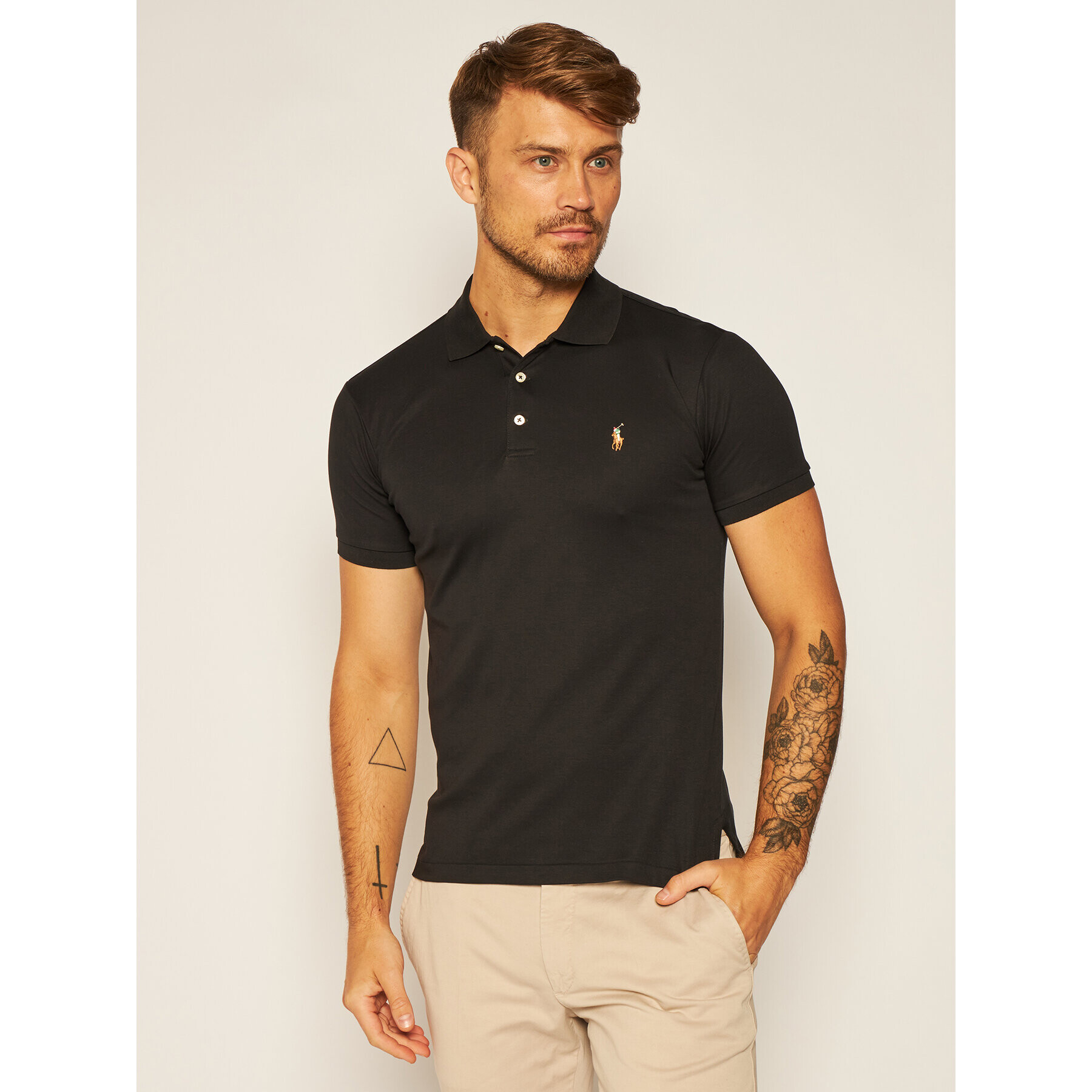 Polo Ralph Lauren Tricou polo Ssl-Knt 710685514002 Negru Slim Fit - Pled.ro