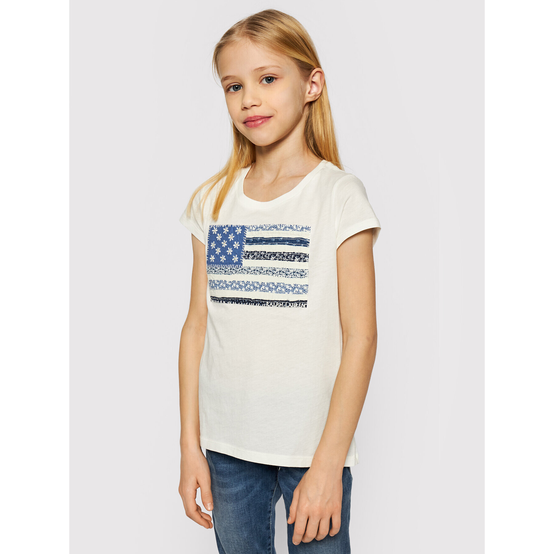 Polo Ralph Lauren Tricou Ss Flag Tee 313785446001 Alb Regular Fit - Pled.ro