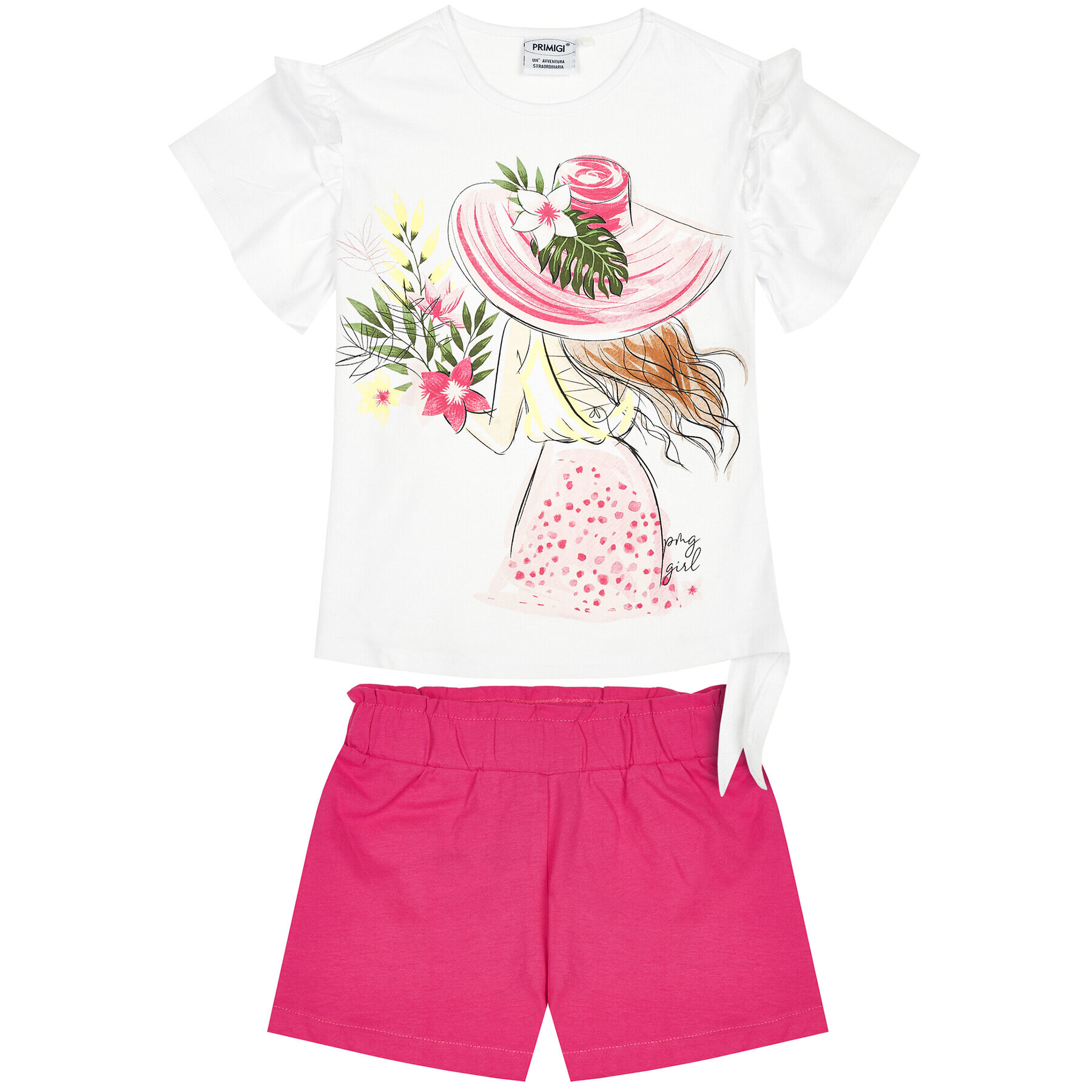 Primigi Set tricou și pantaloni scurți Queen Of The Jungle 45192551 Alb Regular Fit - Pled.ro