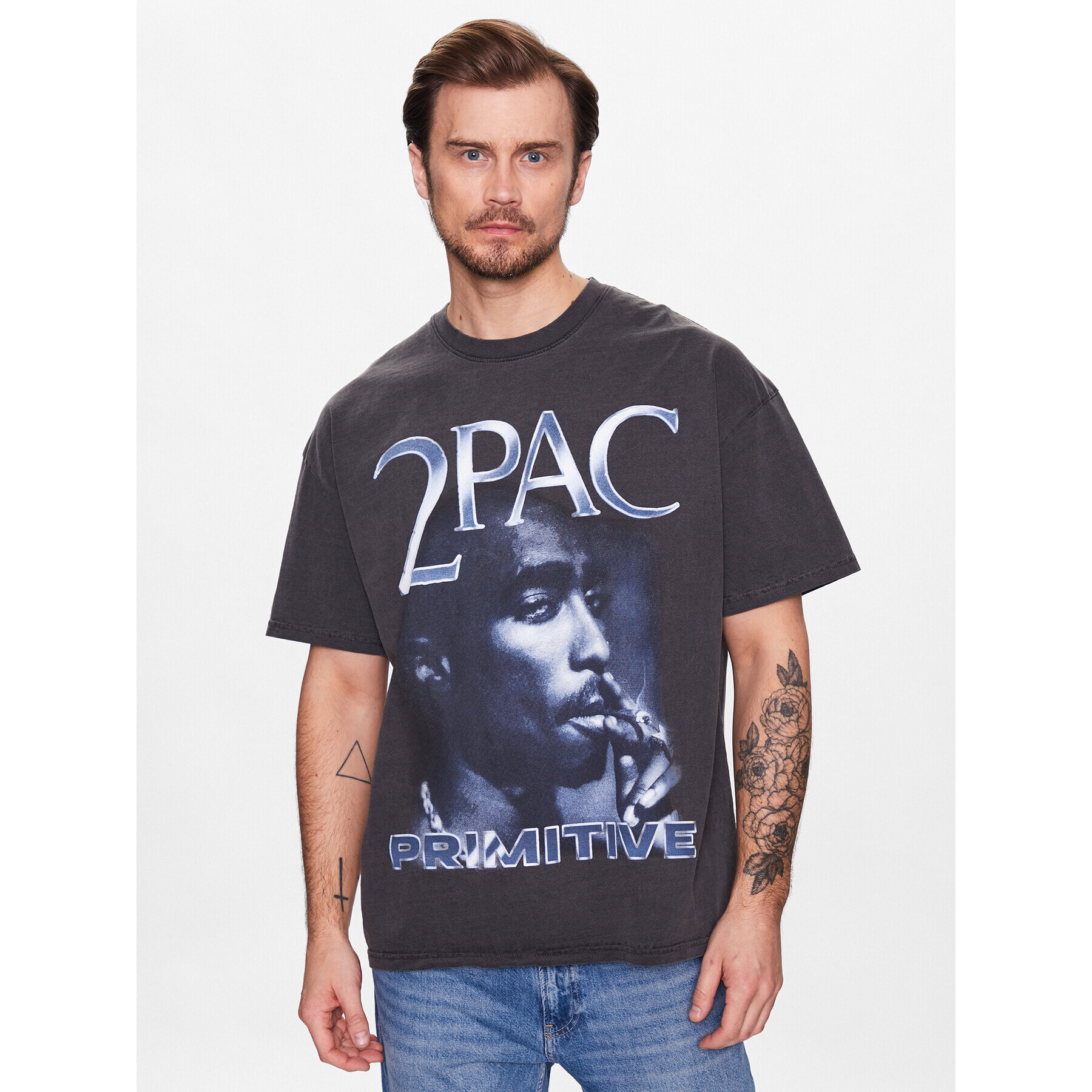 Primitive Tricou 2Pac P14385 Gri Regular Fit - Pled.ro