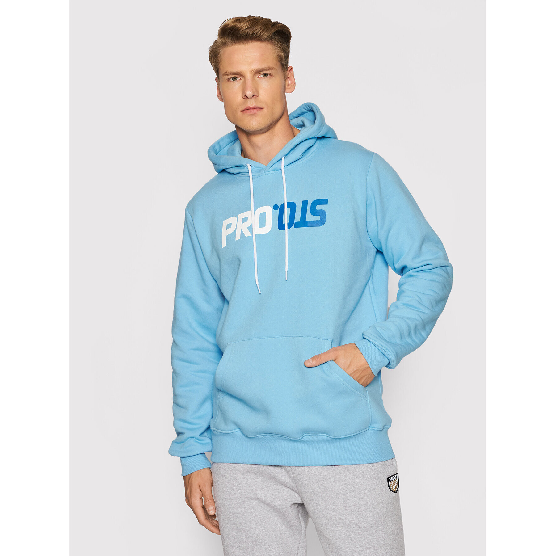 PROSTO. Bluză KLASYK Hoodie Ups 2024 Albastru Regular Fit - Pled.ro