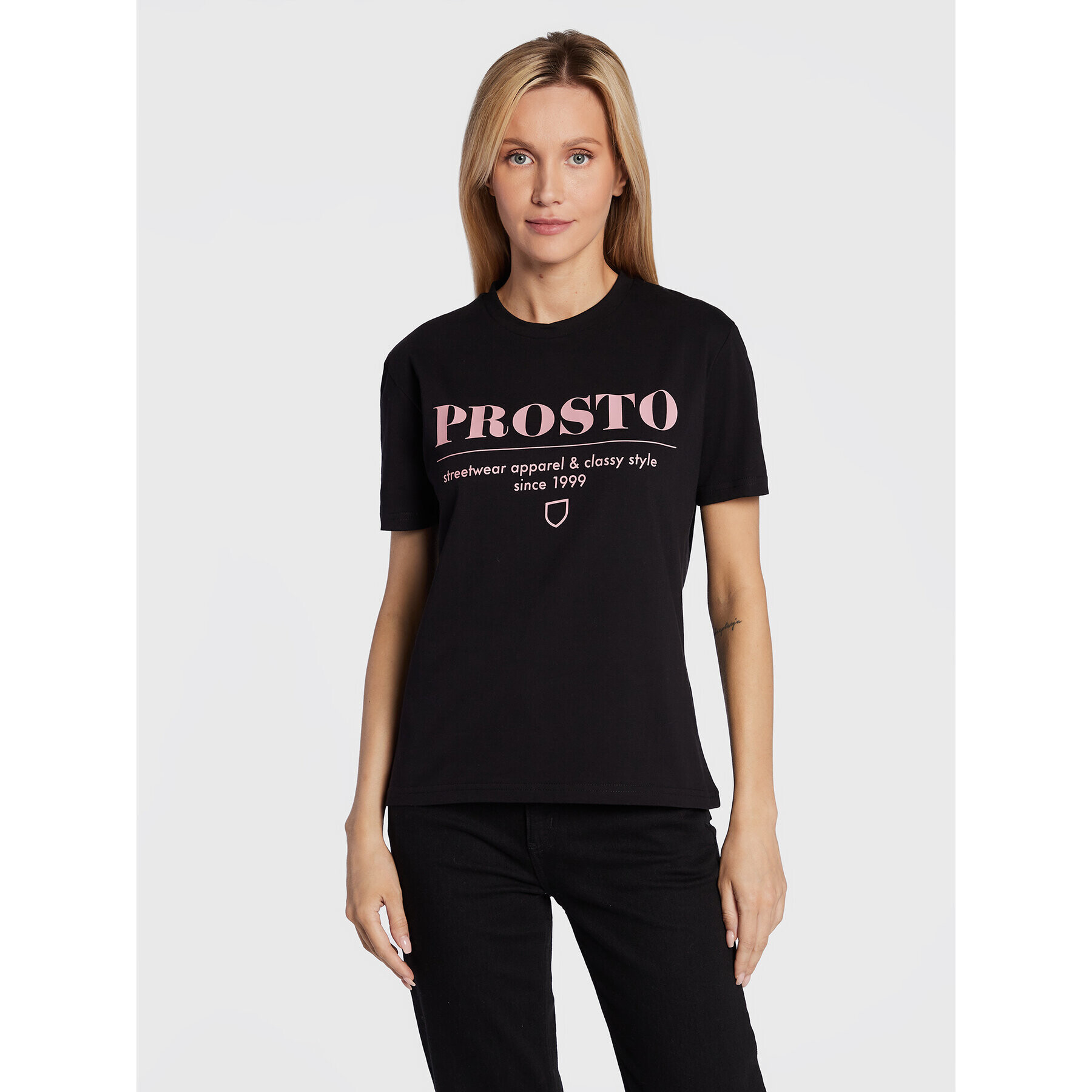 PROSTO. Tricou KLASYK Doji 1293 Negru Regular Fit - Pled.ro