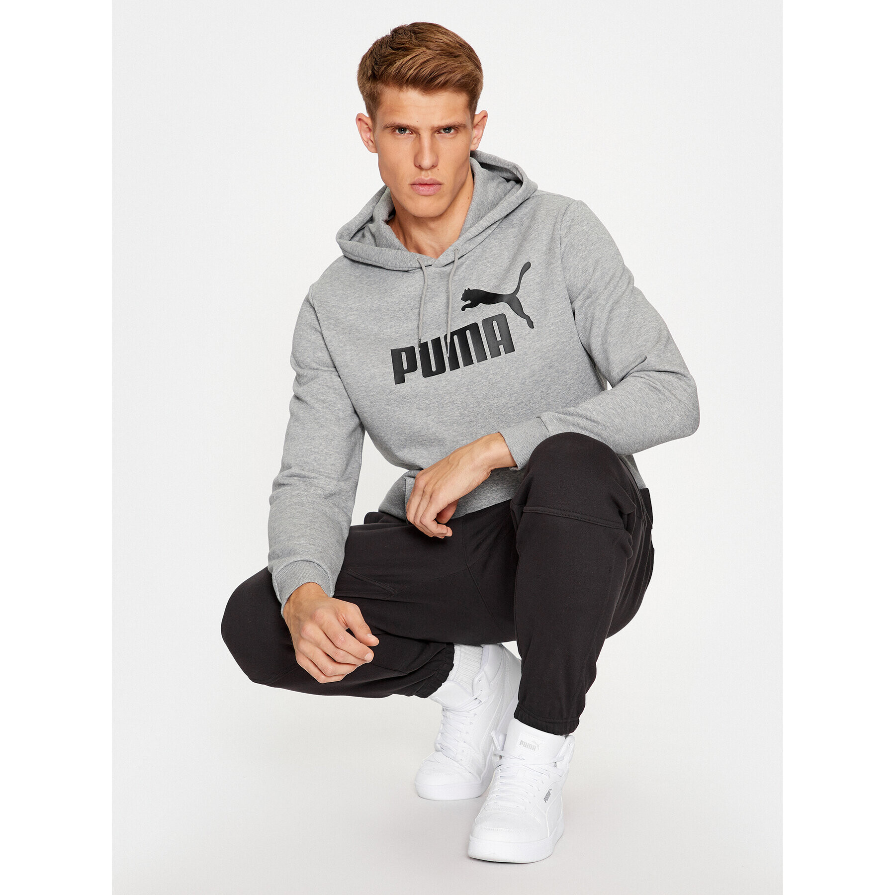 Puma Bluză Ess Big Logo 586686 Gri Regular Fit - Pled.ro