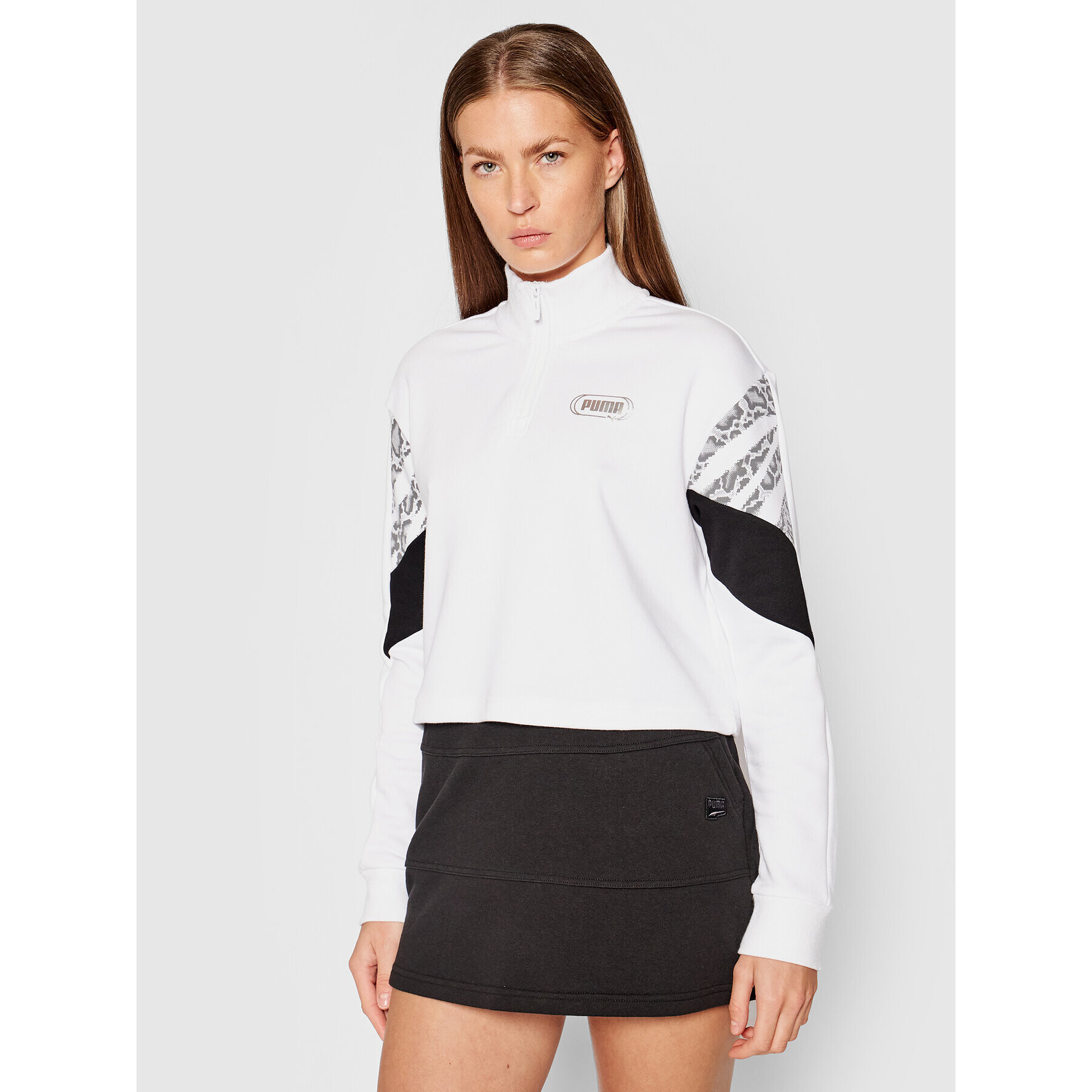 Puma Bluză Rebel Half-Zip Crew 585755 Alb Relaxed Fit - Pled.ro