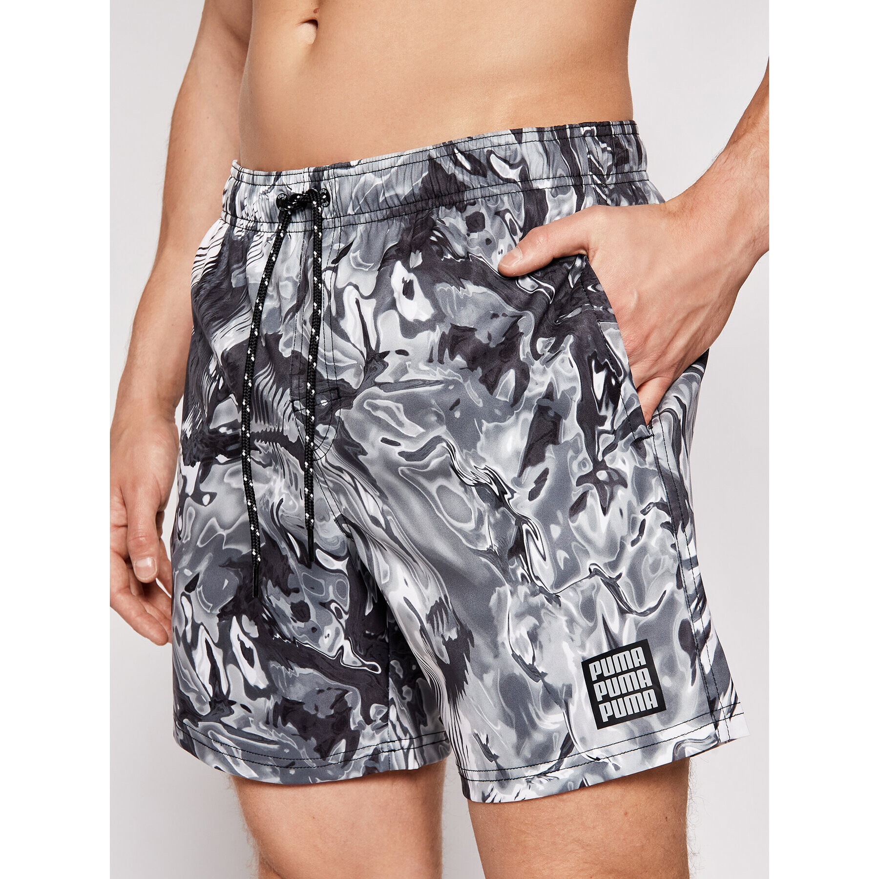 Puma Pantaloni scurți pentru înot Reflection All-Over-Print 935060 Gri Regular Fit - Pled.ro