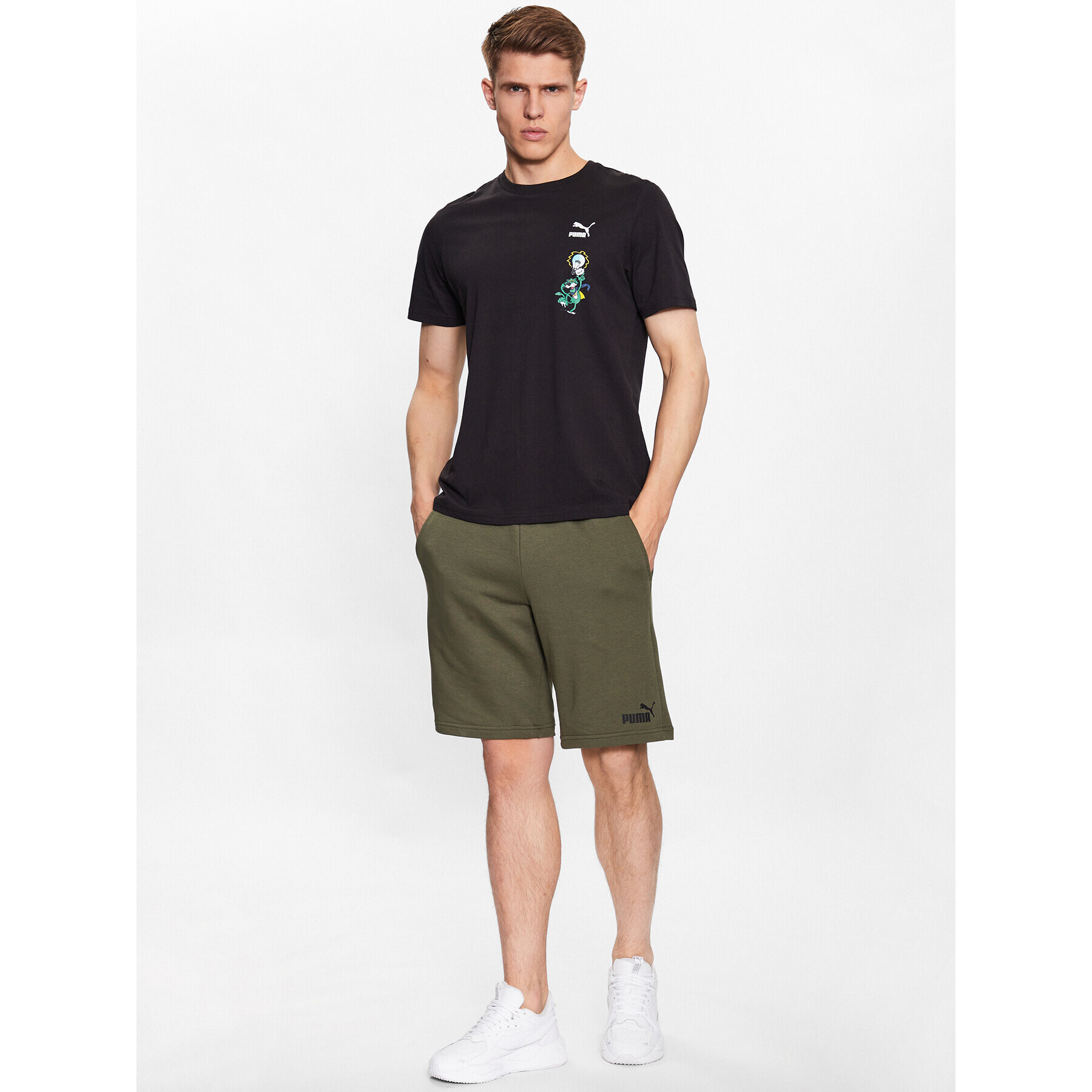 Puma Pantaloni scurți sport Essentials 586710 Verde Regular Fit - Pled.ro