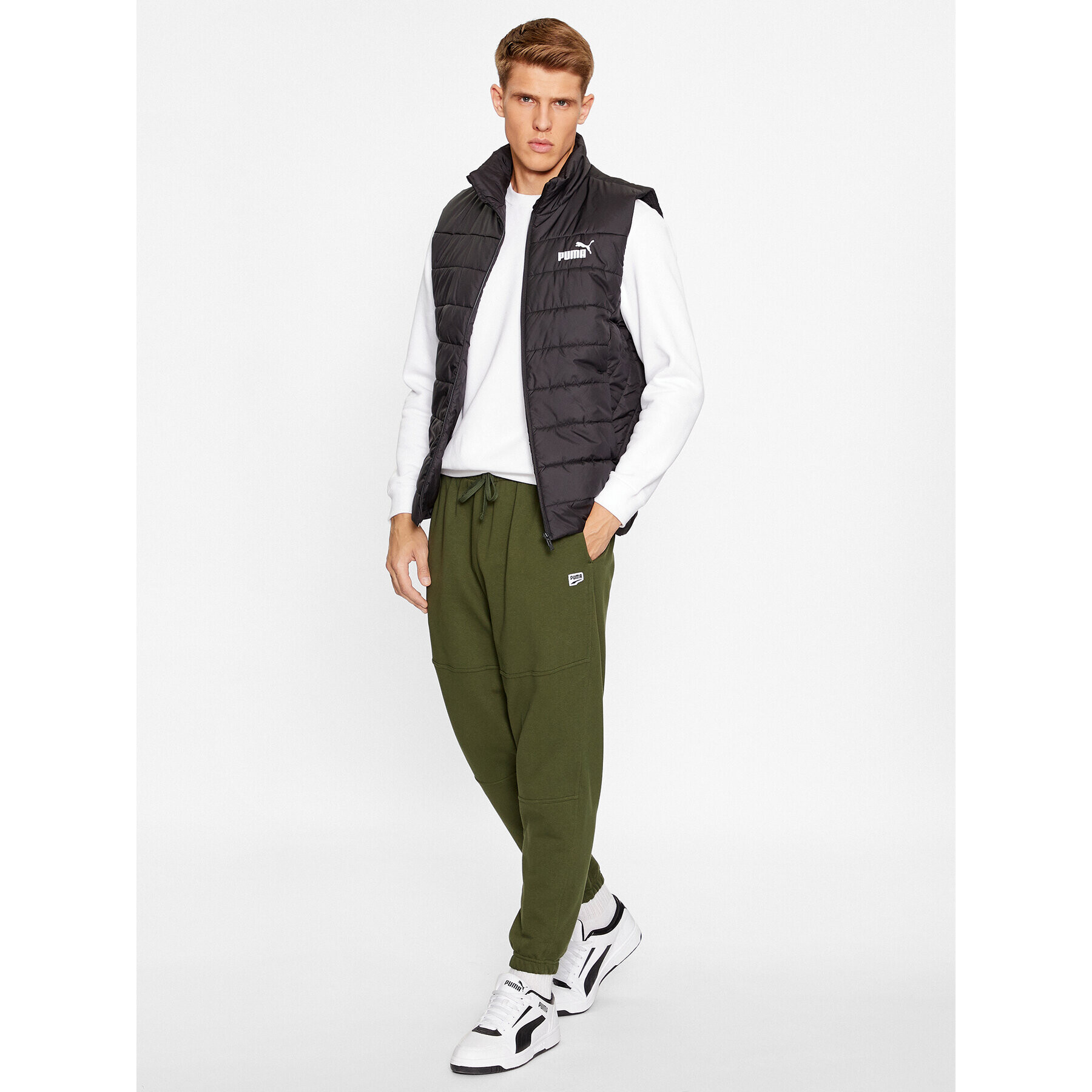 Puma Pantaloni trening Downtown 621287 Verde Regular Fit - Pled.ro