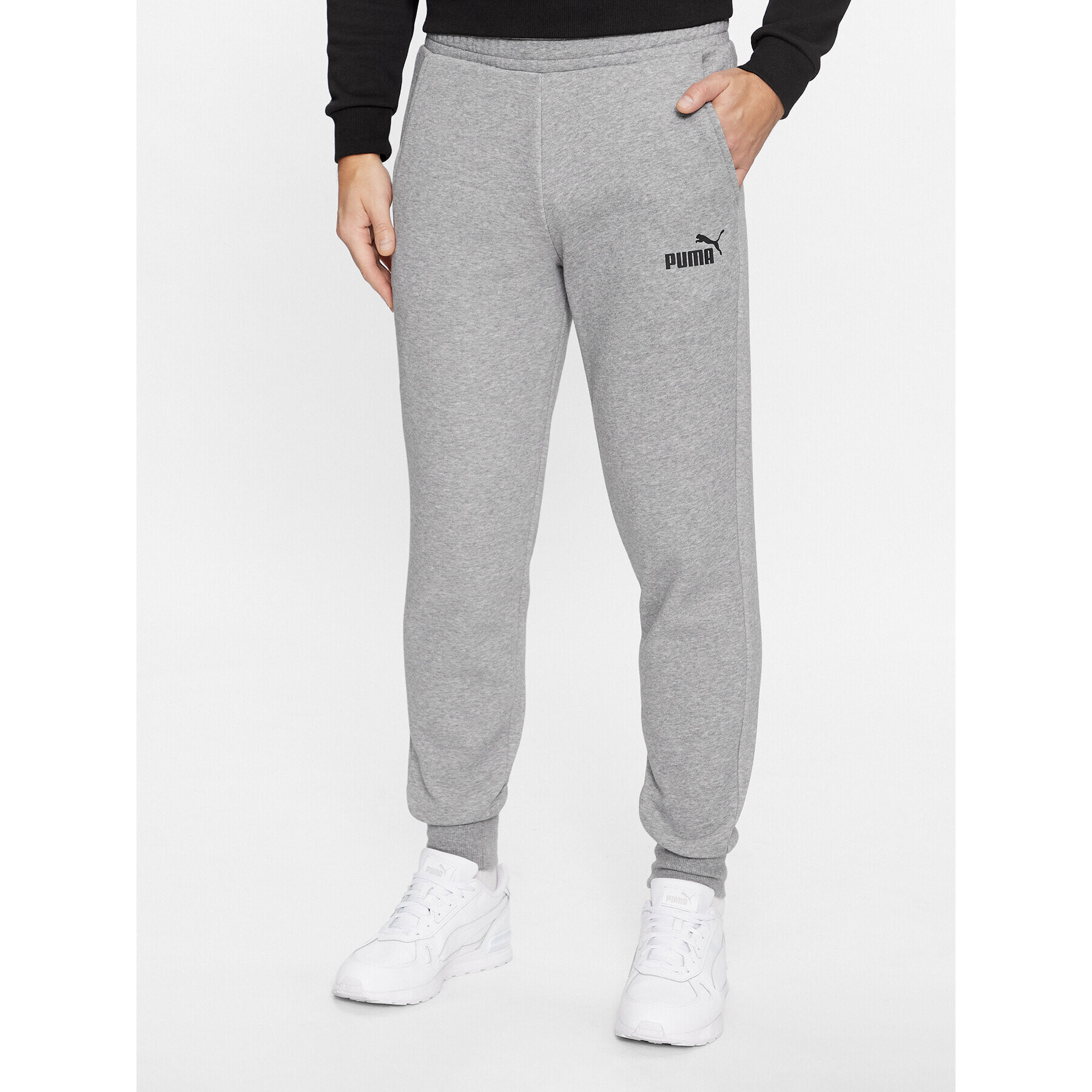 Puma Pantaloni trening Ess Logo 586714 Gri Regular Fit - Pled.ro