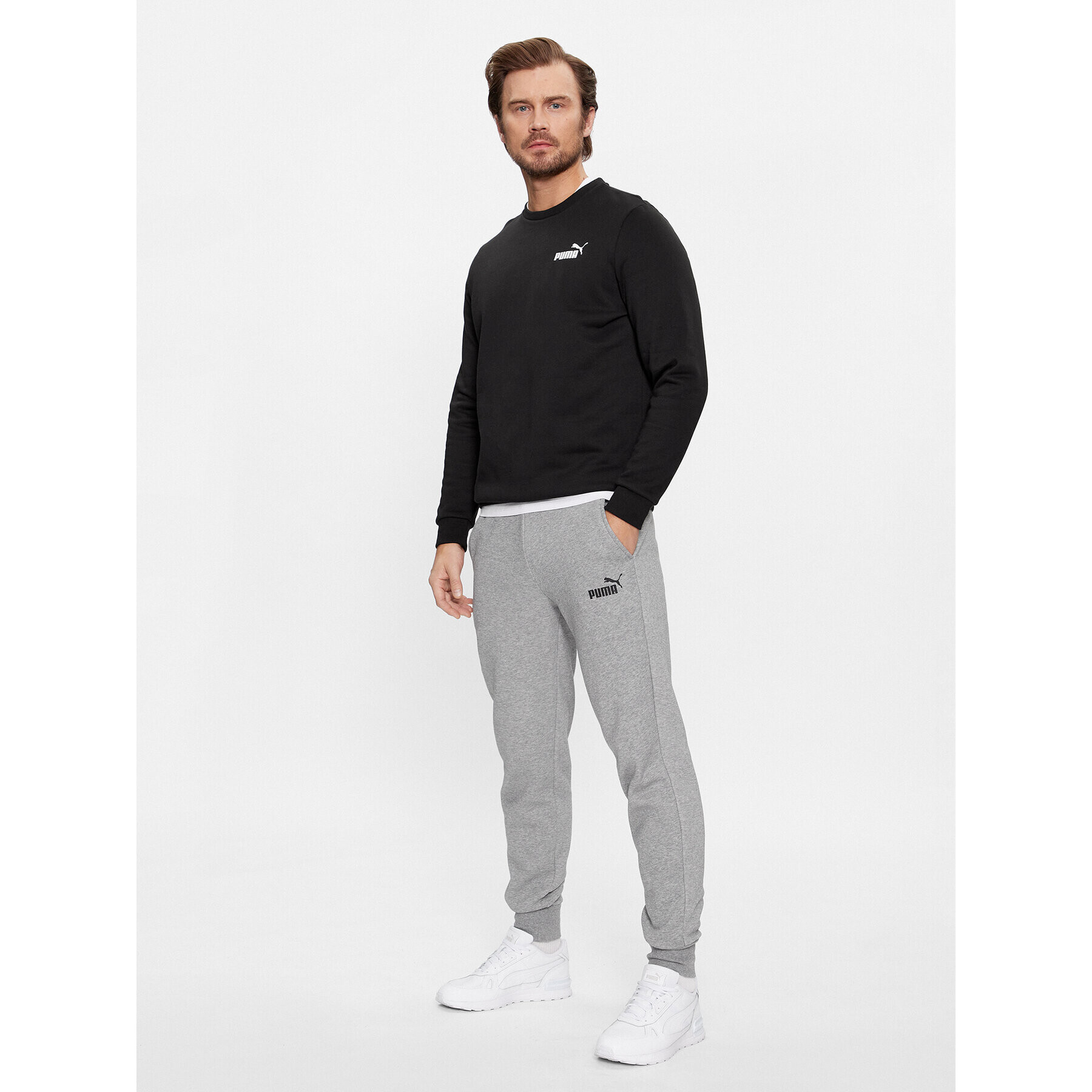 Puma Pantaloni trening Ess Logo 586714 Gri Regular Fit - Pled.ro