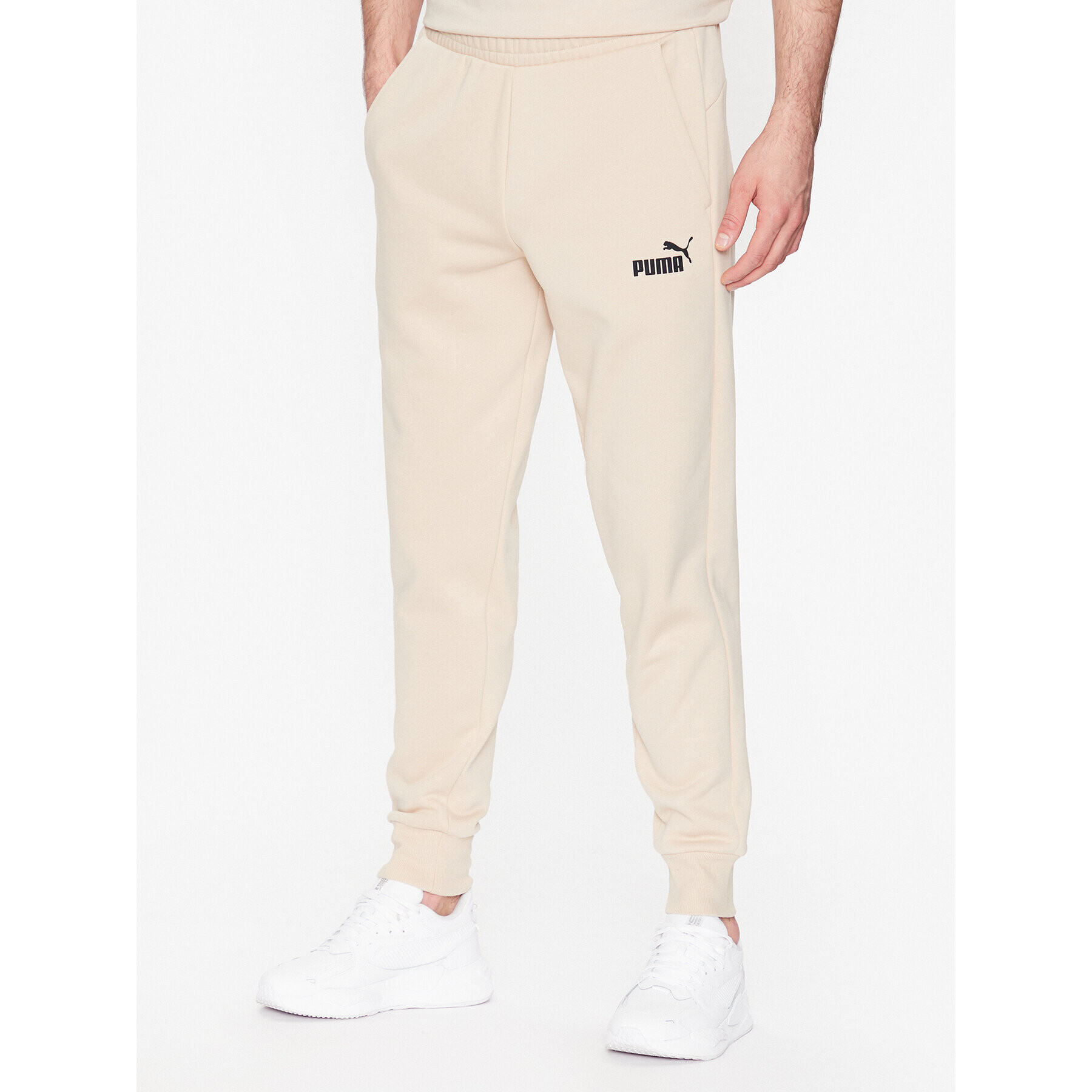 Puma Pantaloni trening Ess Logo 586715 Bej Regular Fit - Pled.ro