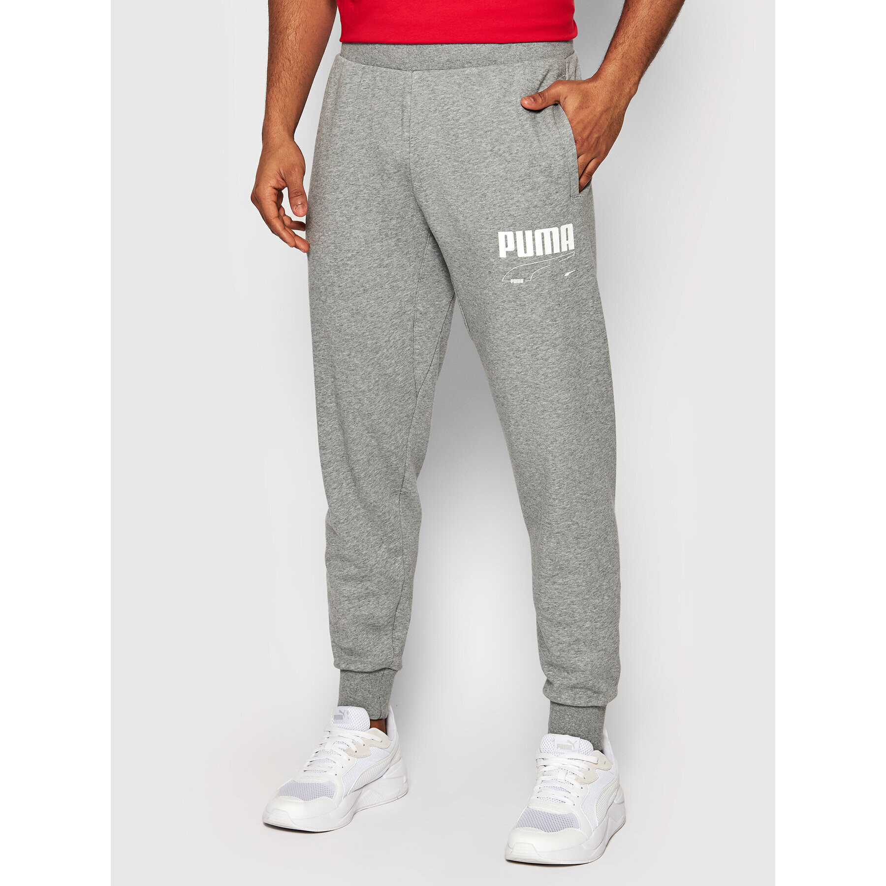 Puma Pantaloni trening Rebel Cl 585751 Gri Regular Fit - Pled.ro