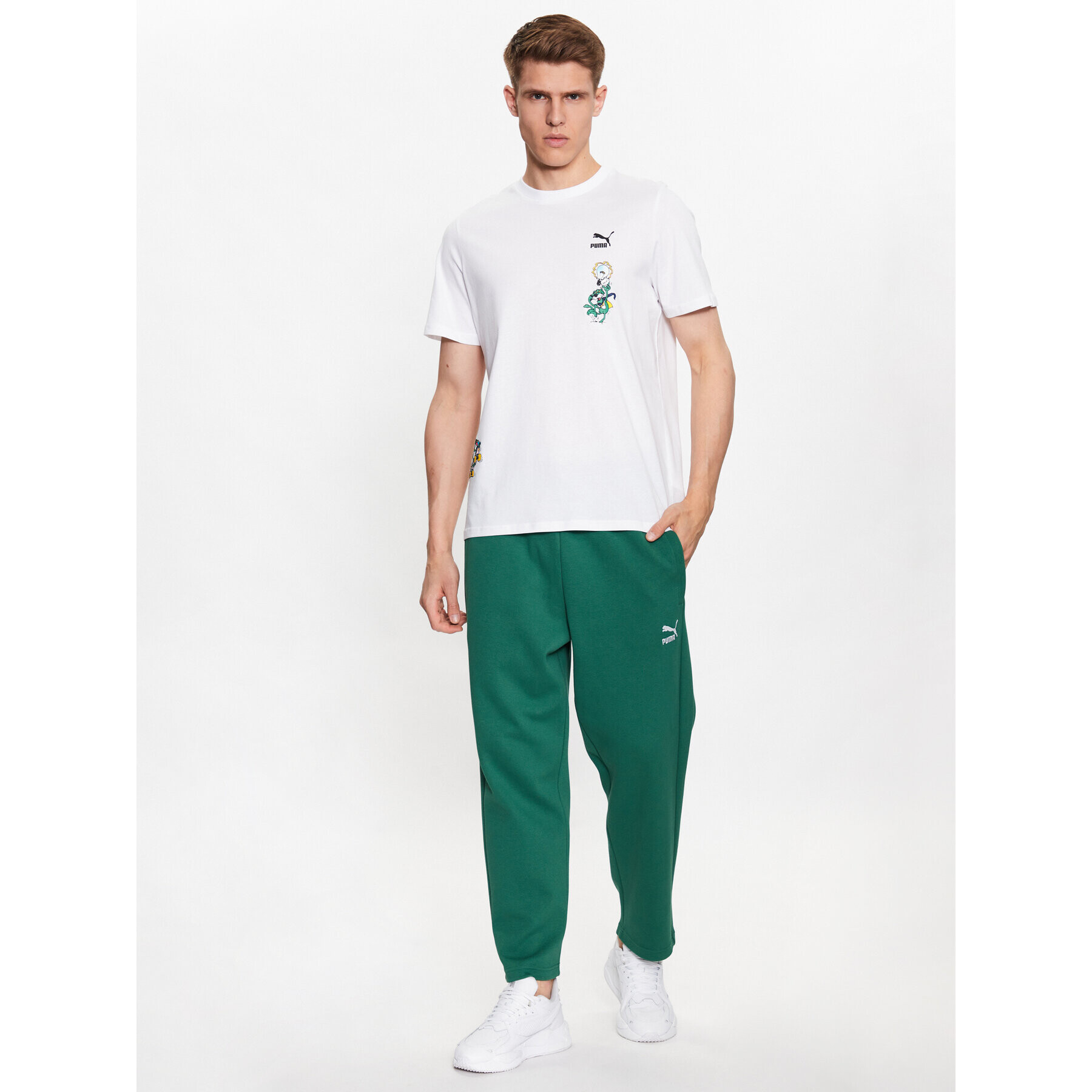 Puma Pantaloni trening T7 538199 Verde Regular Fit - Pled.ro