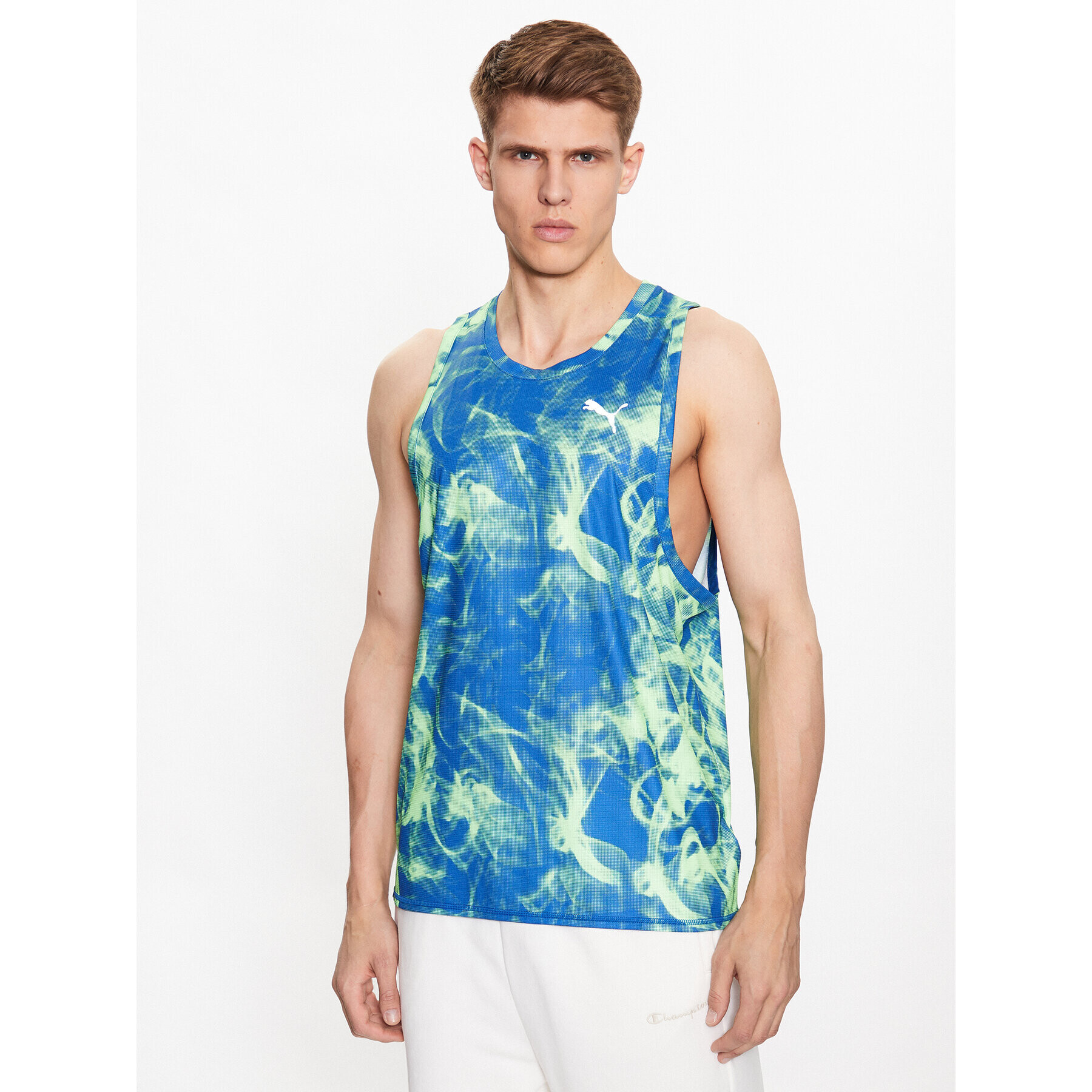 Puma Tank top Run Favorite Aop 523148 Albastru Regular Fit - Pled.ro