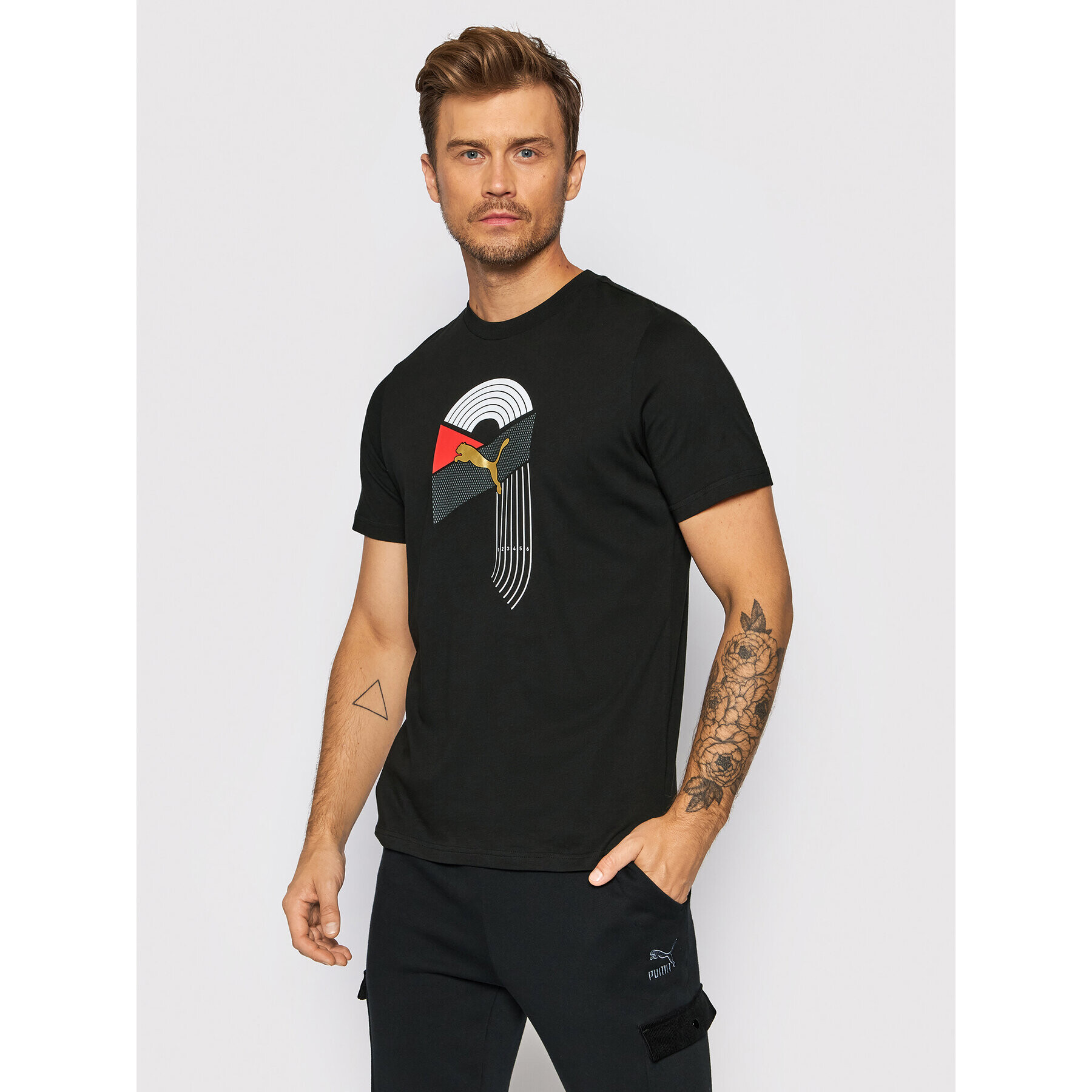 Puma Tricou As Graphic 846135 Negru Regular Fit - Pled.ro