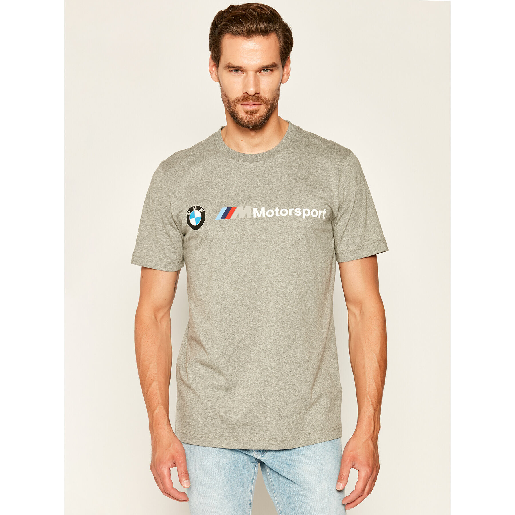 Puma Tricou BMW Motorsport Logo Tee 595369 Gri Regular Fit - Pled.ro