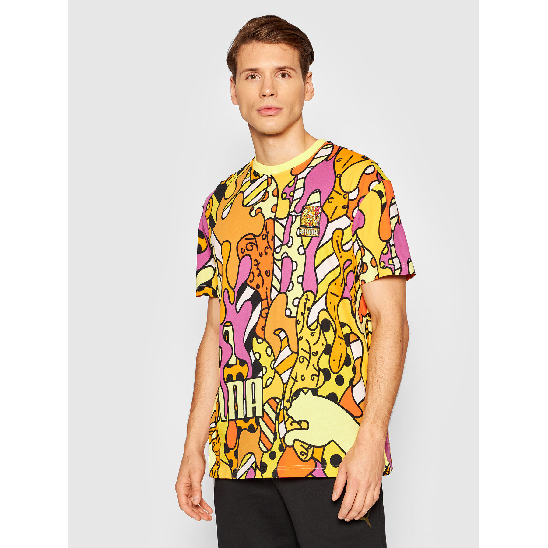 Puma Tricou BRITTO Aop 532235 Galben Relaxed Fit - Pled.ro