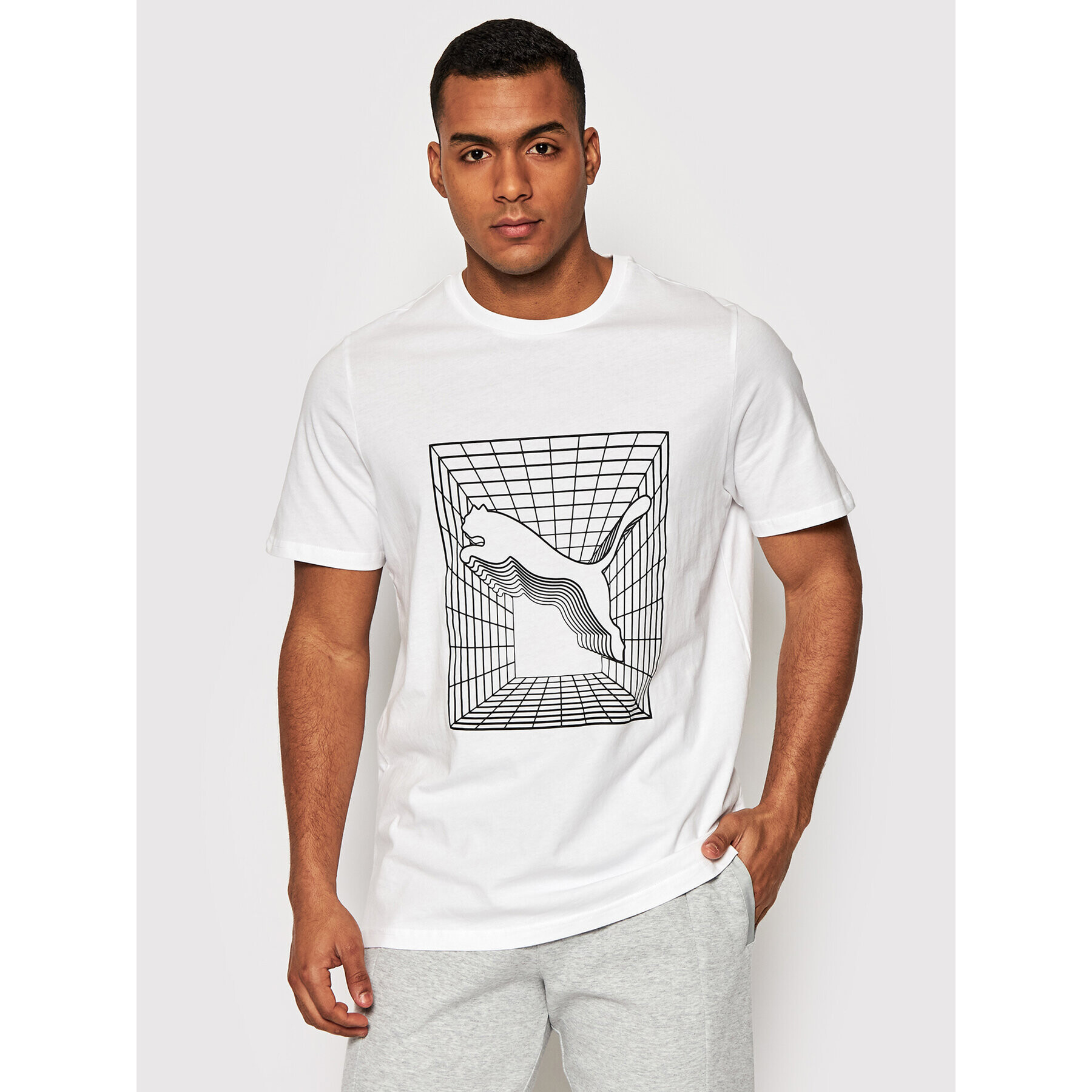 Puma Tricou Cat Graphic 848563 Alb Regular Fit - Pled.ro