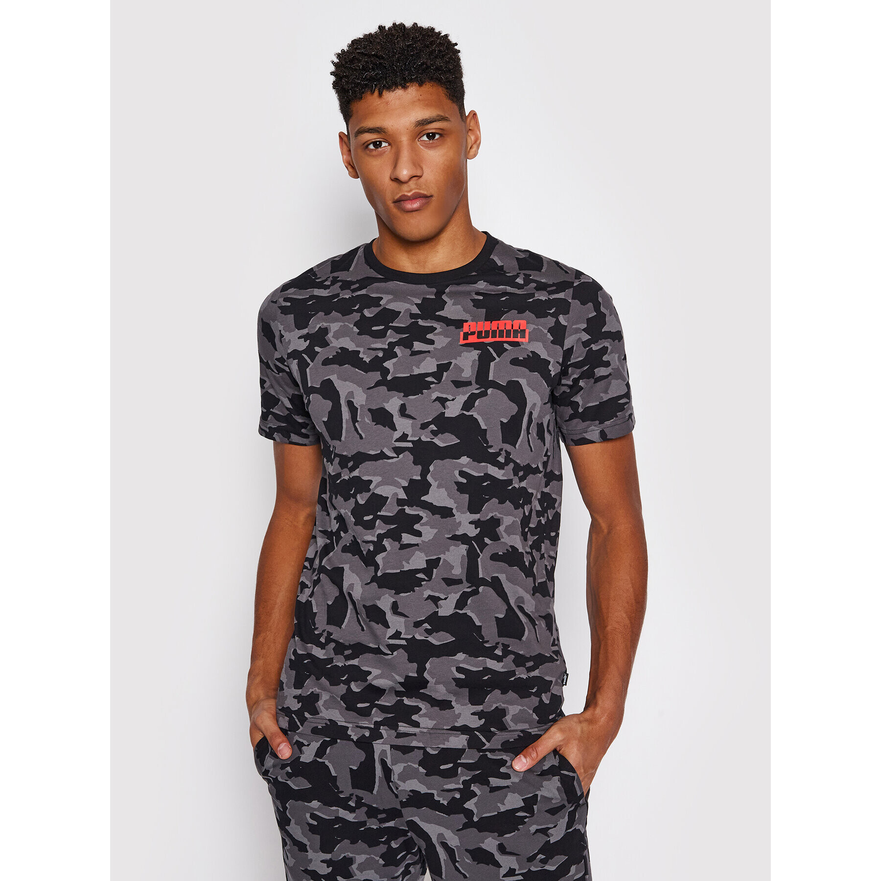 Puma Tricou Core Camo Aop Tee 531500 Gri Regular Fit - Pled.ro