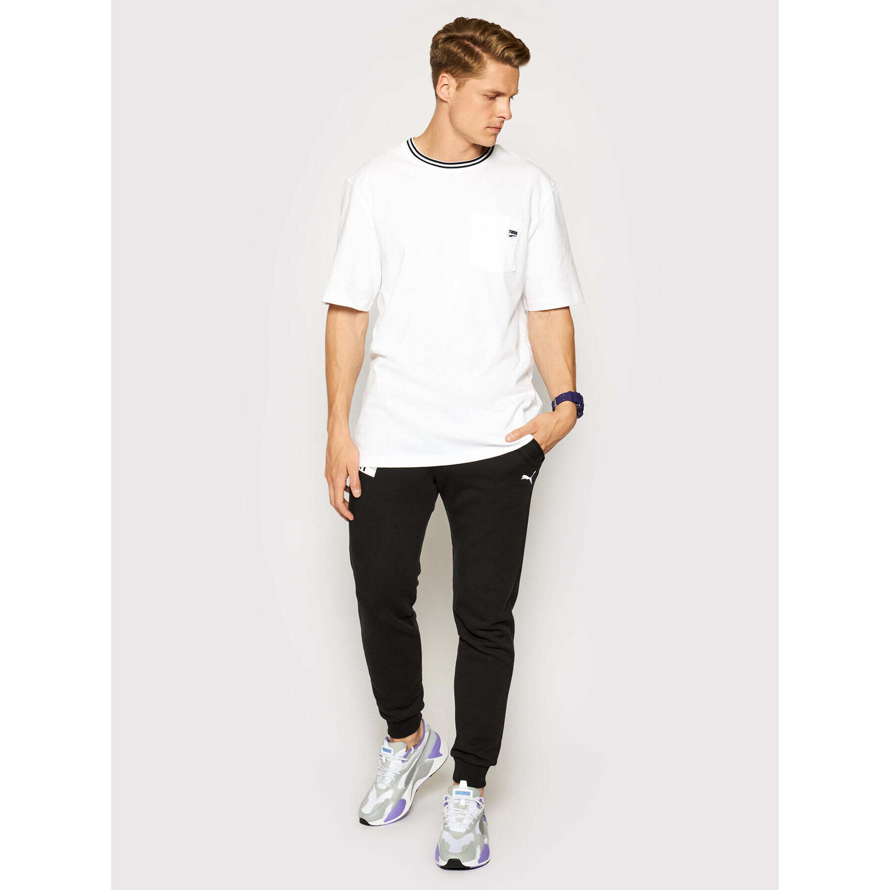 Puma Tricou Downtown Pocket 599777 Alb Relaxed Fit - Pled.ro