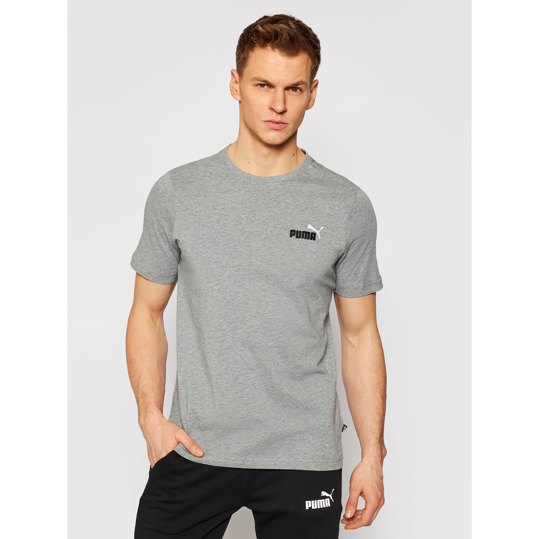 Puma Tricou Embroldery Logo Tee 587184 Gri Regular Fit - Pled.ro