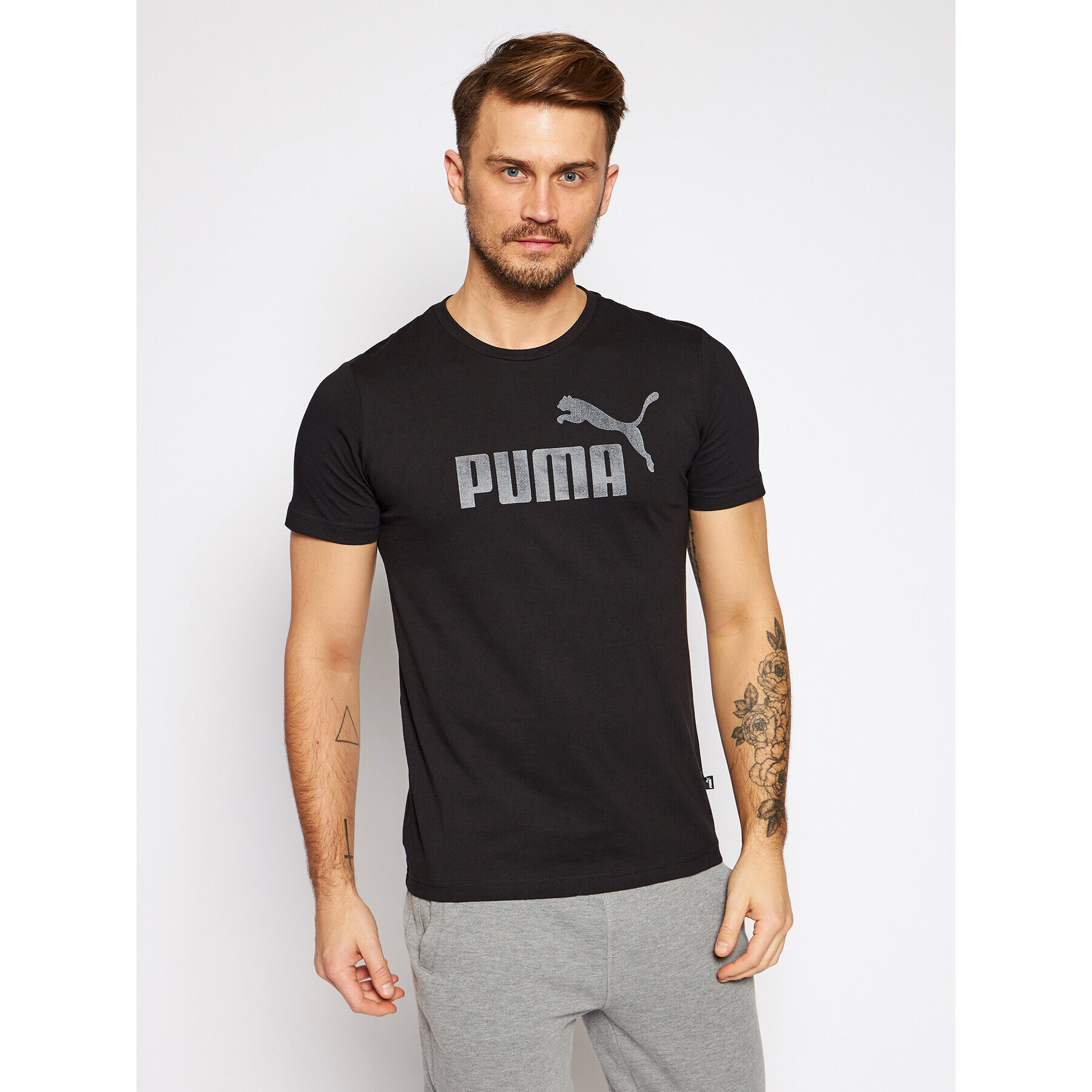 Puma Tricou Essentials Logo Tee 582046 Negru Regular Fit - Pled.ro