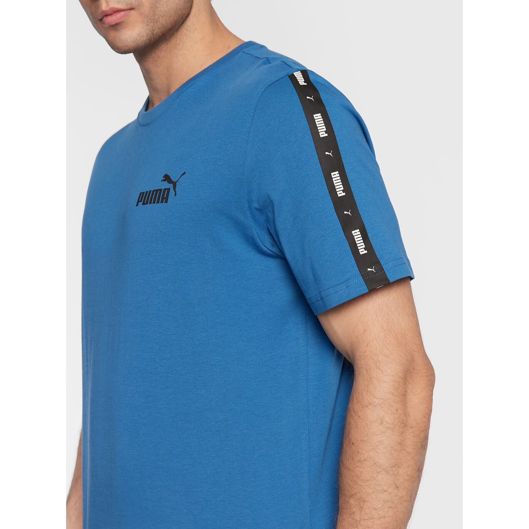 Puma Tricou Essentials+ Tape 847382 Albastru Regular Fit - Pled.ro