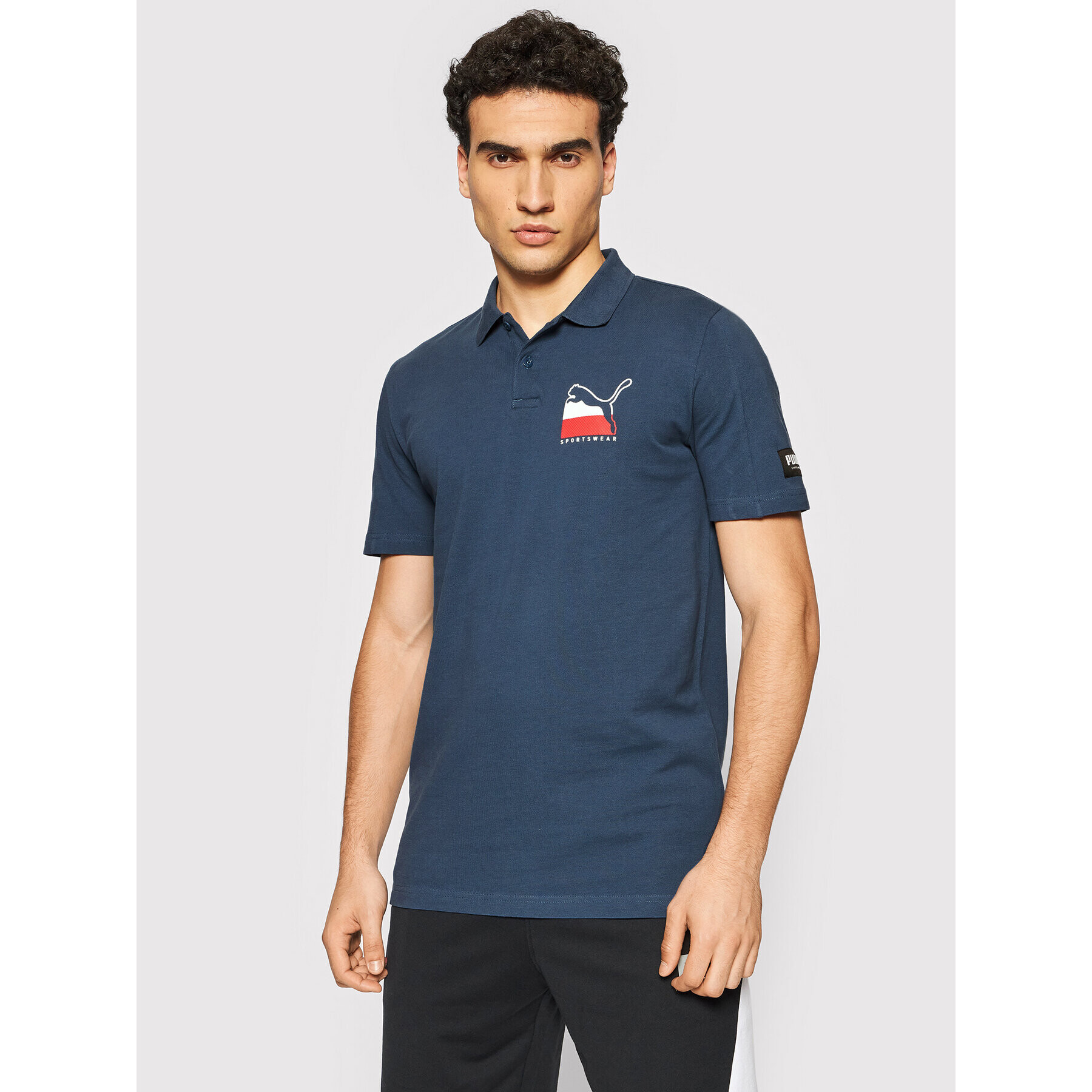 Puma Tricou polo Athletics 581344 Bleumarin Regular Fit - Pled.ro