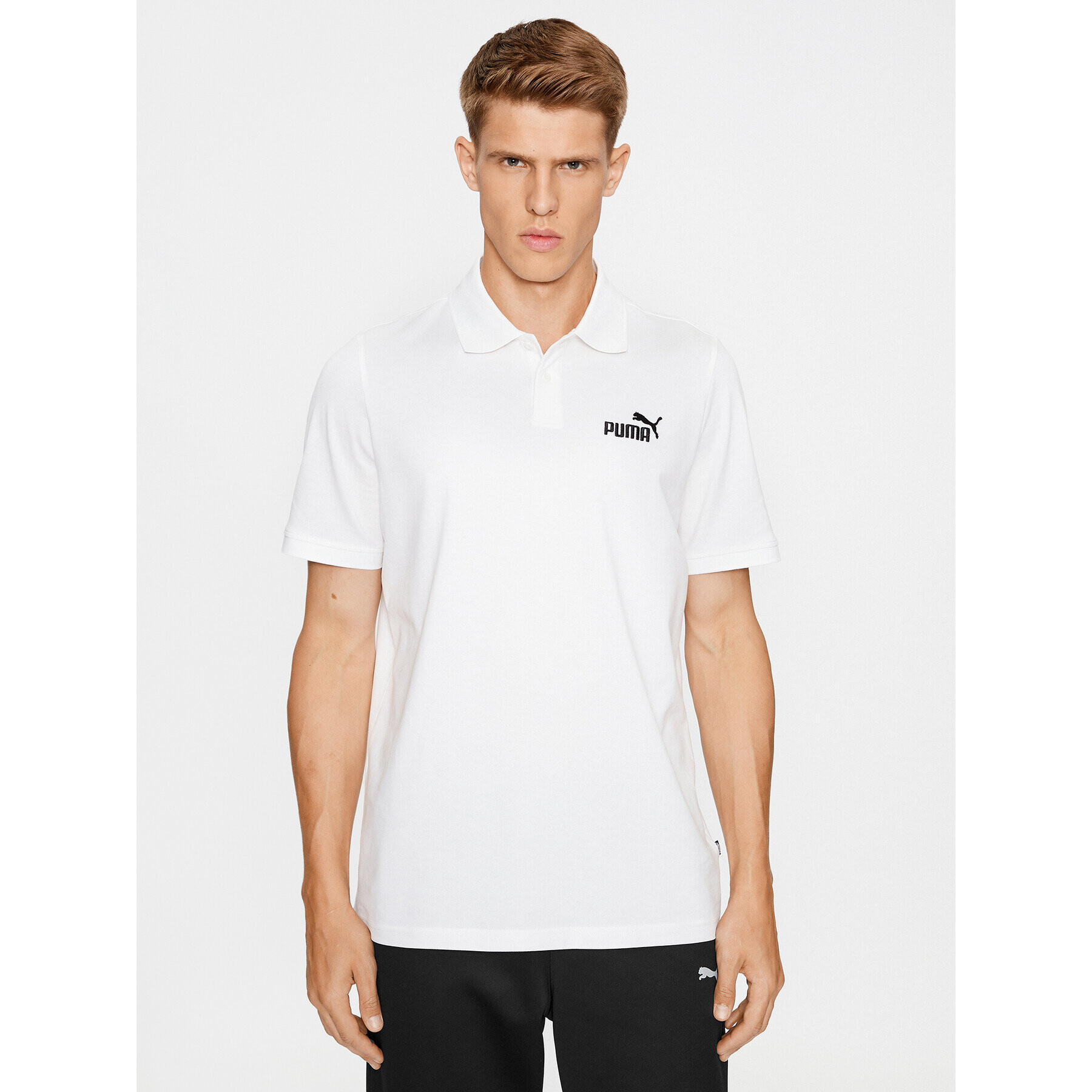 Puma Tricou polo Ess Pique 586674 Alb Regular Fit - Pled.ro