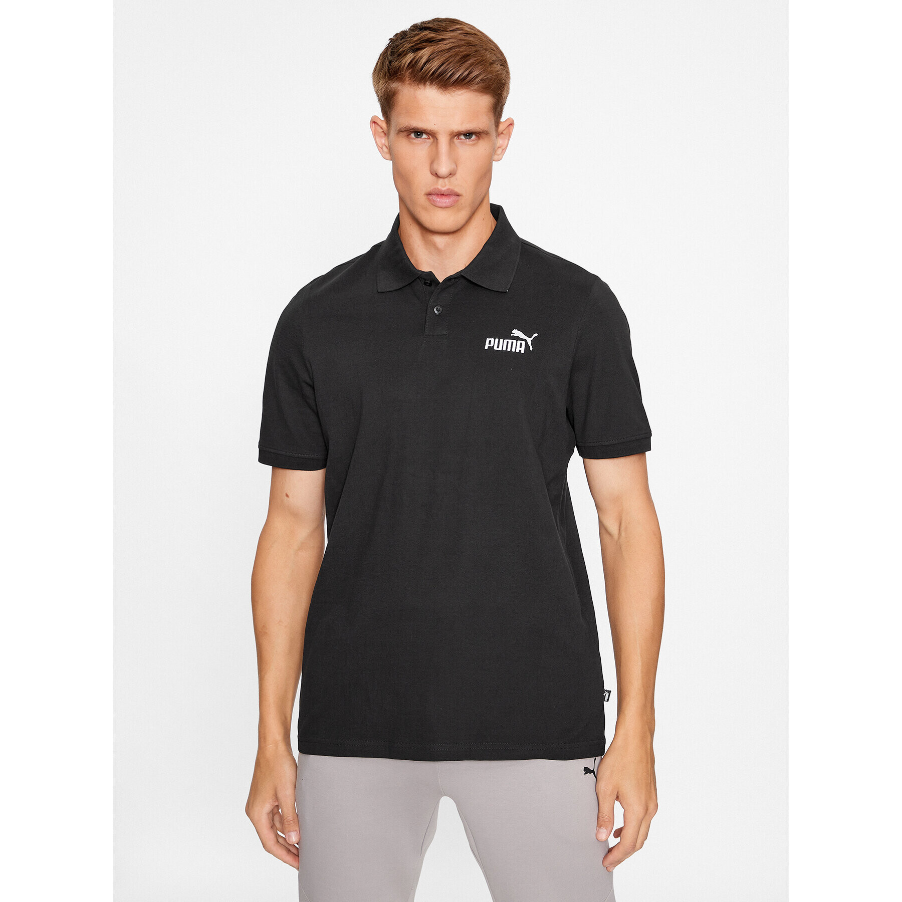 Puma Tricou polo Ess Pique 586674 Negru Regular Fit - Pled.ro