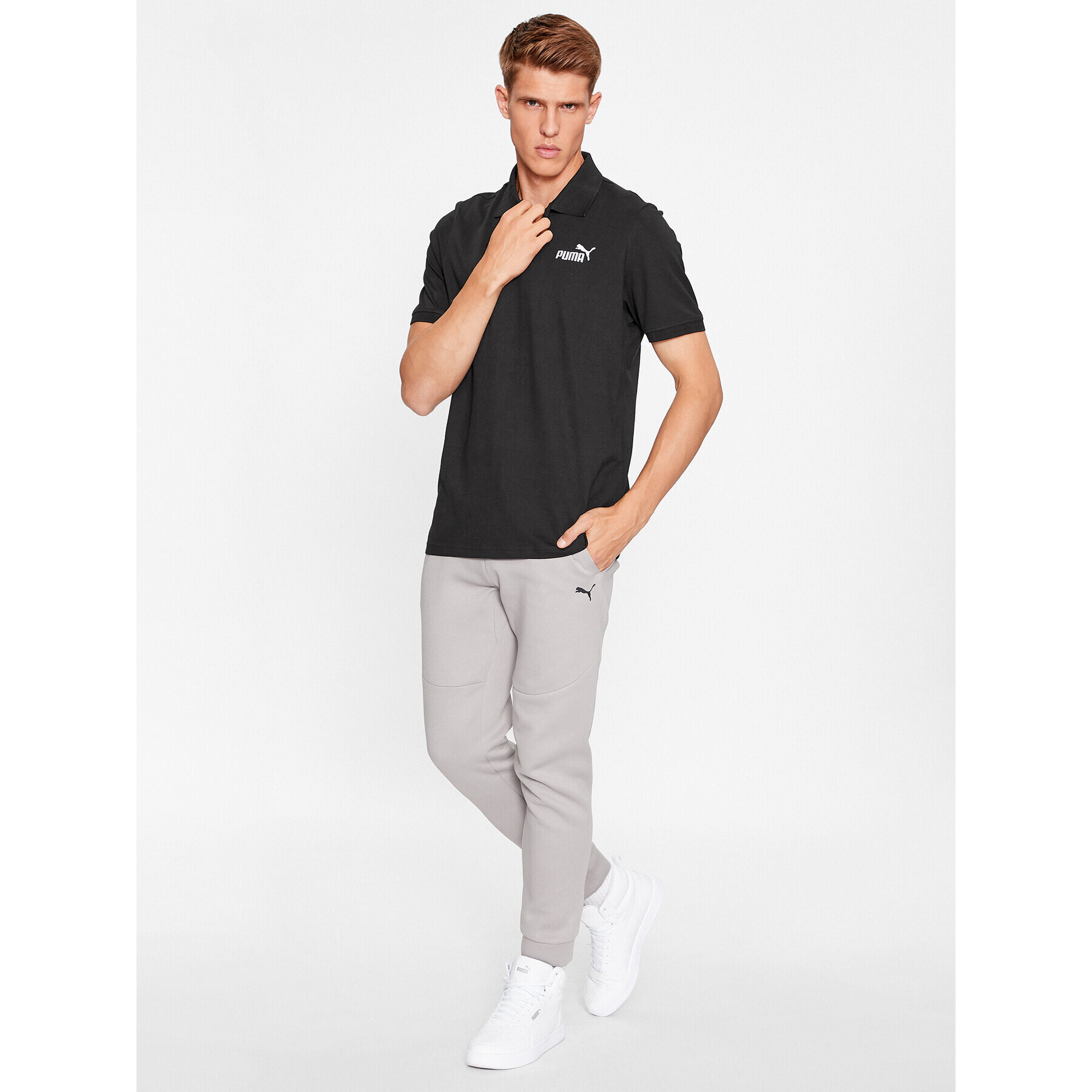 Puma Tricou polo Ess Pique 586674 Negru Regular Fit - Pled.ro