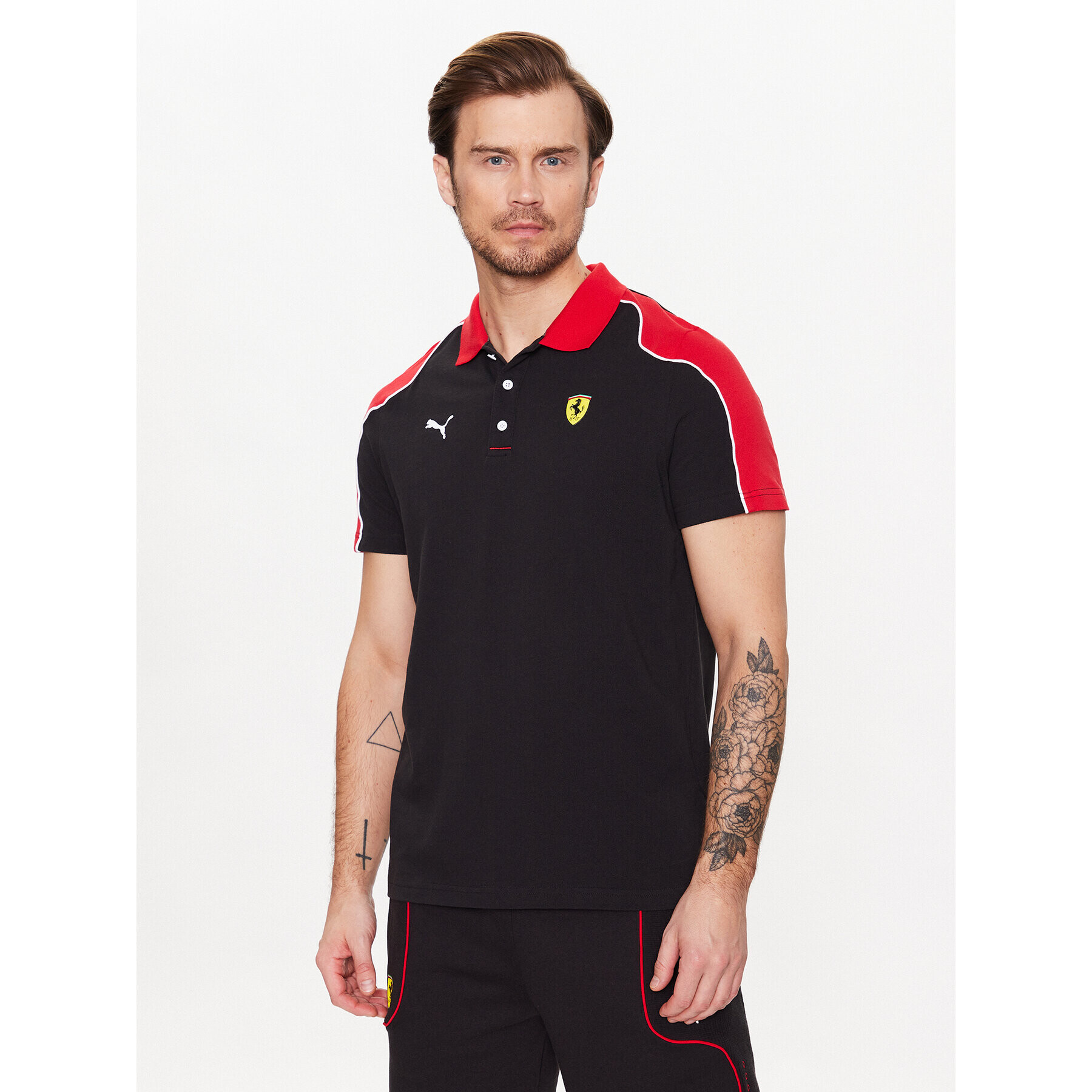 Puma Tricou polo Ferrari 538169 Negru Regular Fit - Pled.ro