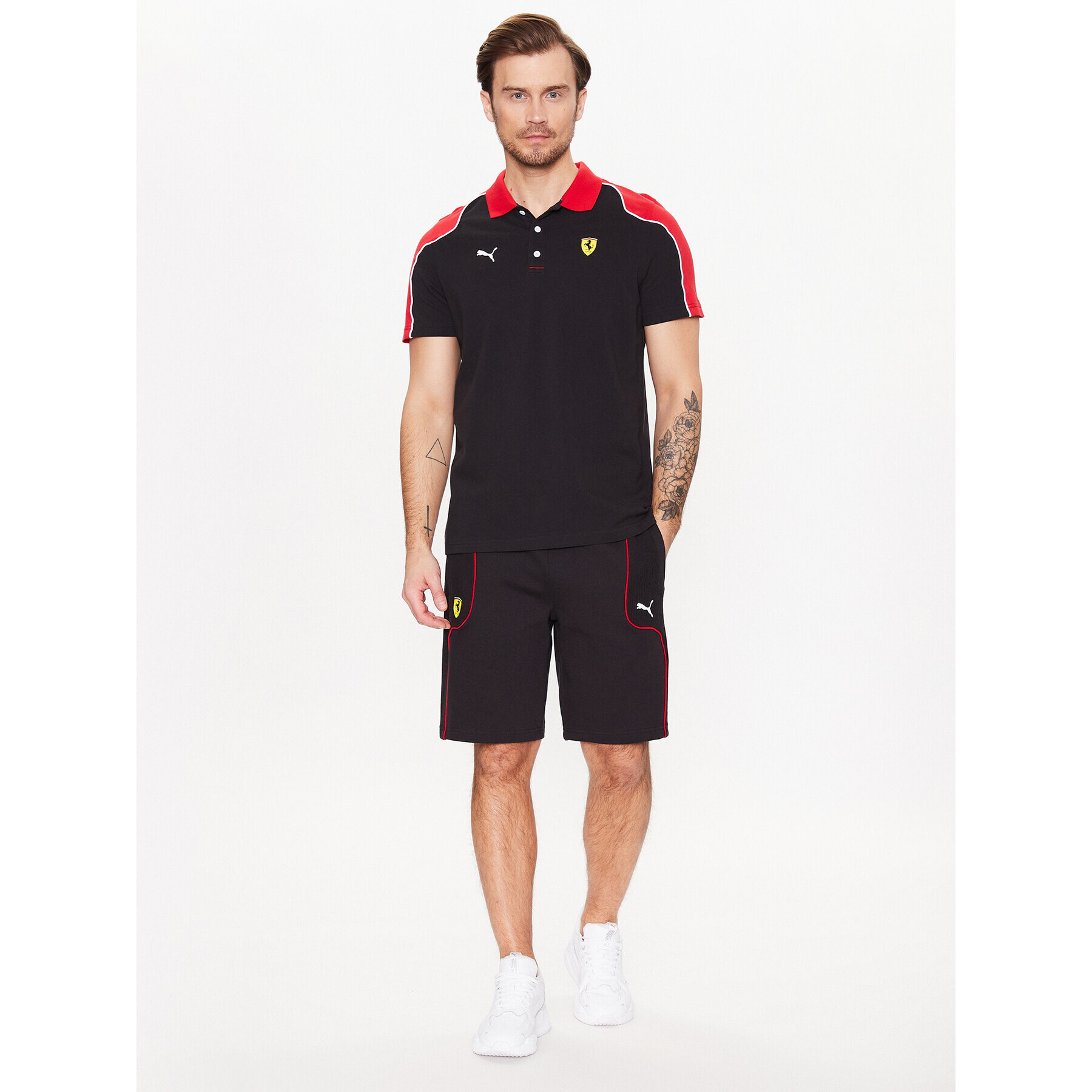 Puma Tricou polo Ferrari 538169 Negru Regular Fit - Pled.ro