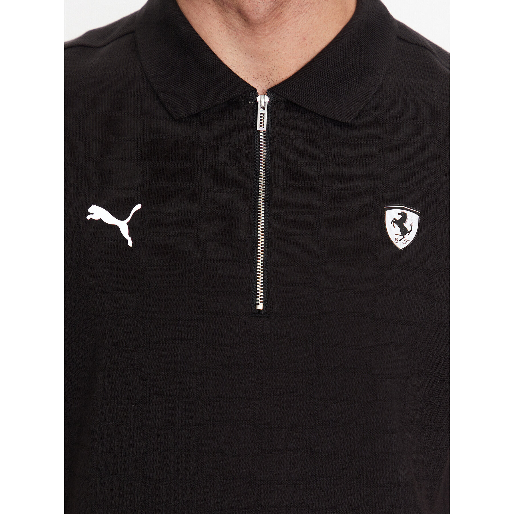 Puma Tricou polo Ferrari Style Jacquard 538331 Negru Slim Fit - Pled.ro