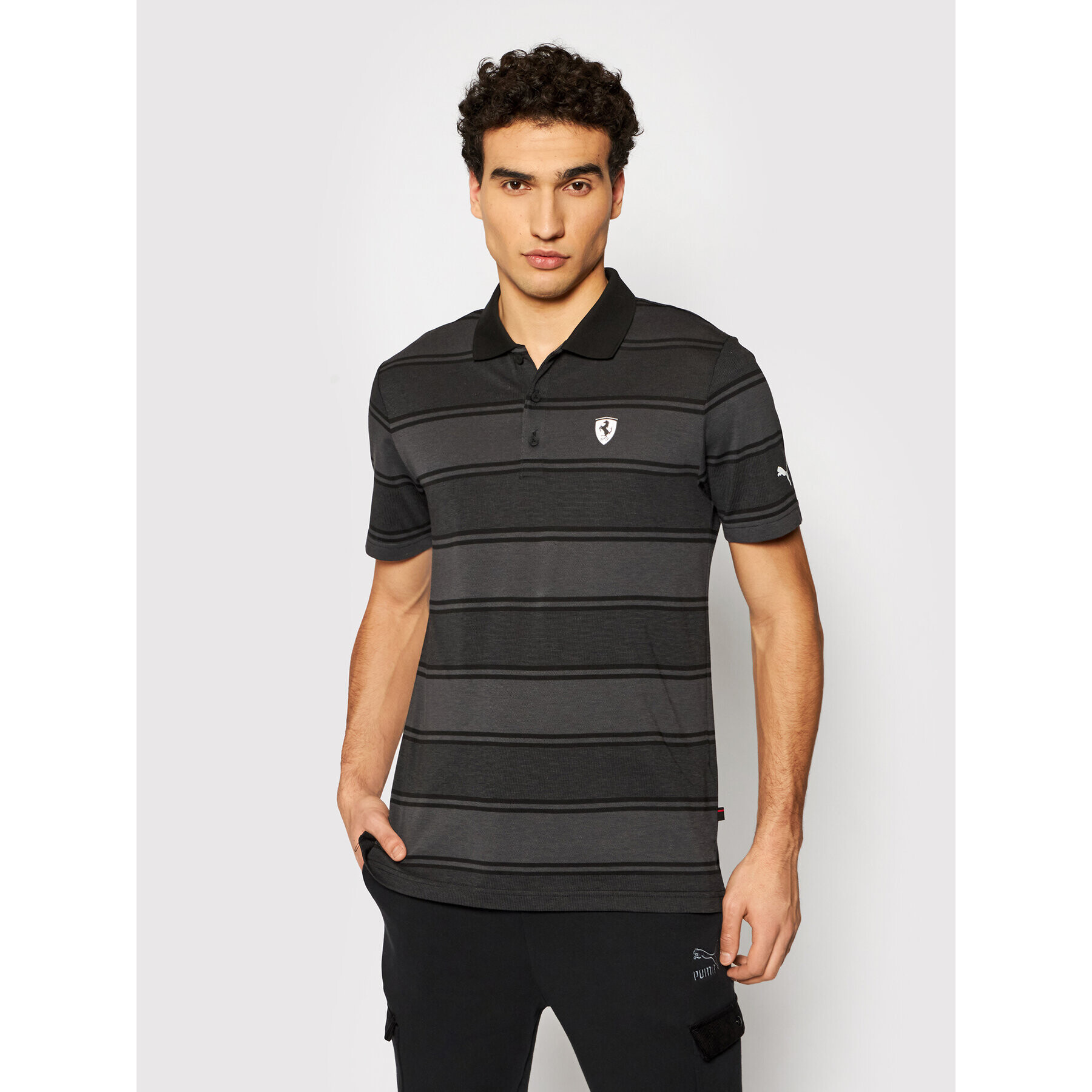 Puma Tricou polo Ferrari Style Striped 597932 Negru Regular Fit - Pled.ro