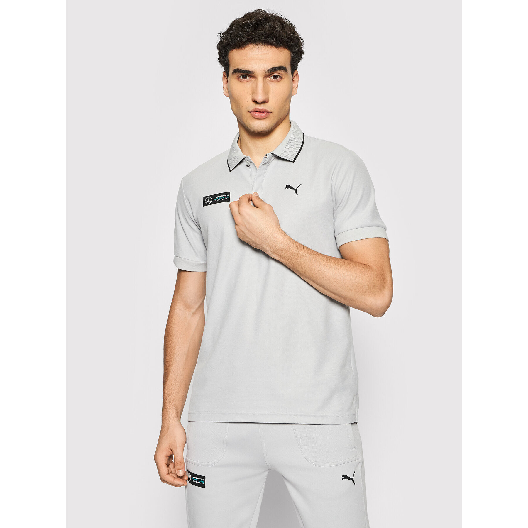 Puma Tricou polo Mercedes 598036 Gri Regular Fit - Pled.ro