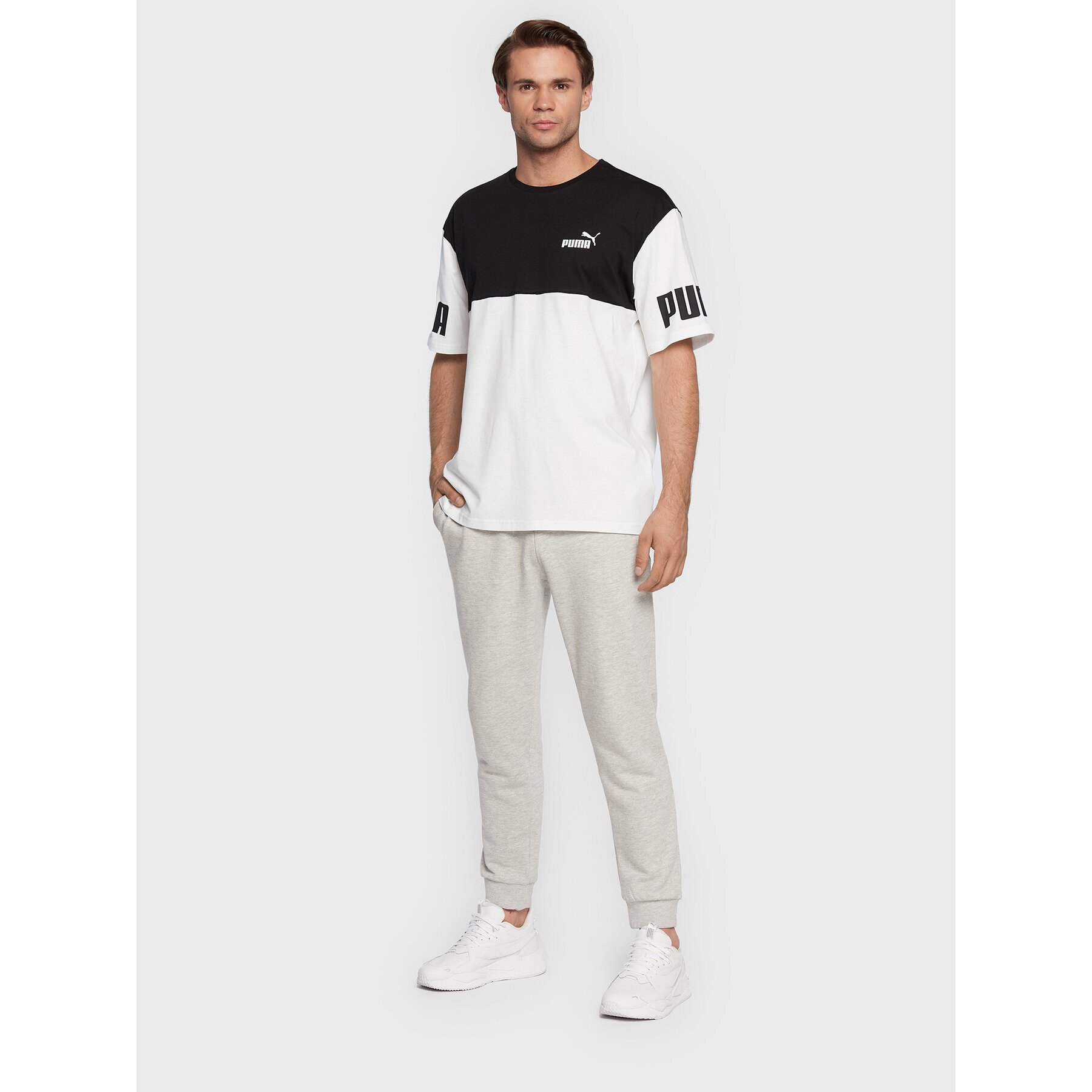 Puma Tricou Power Colorblock 849801 Alb Relaxed Fit - Pled.ro