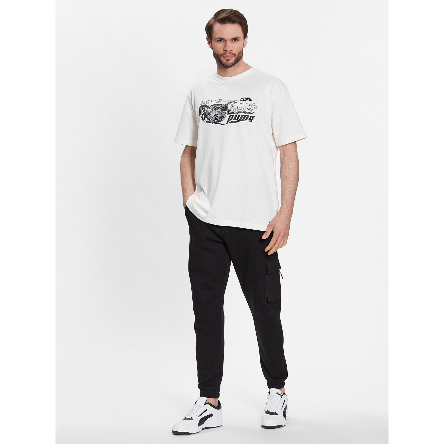 Puma Tricou STAPLE 539935 Écru Regular Fit - Pled.ro