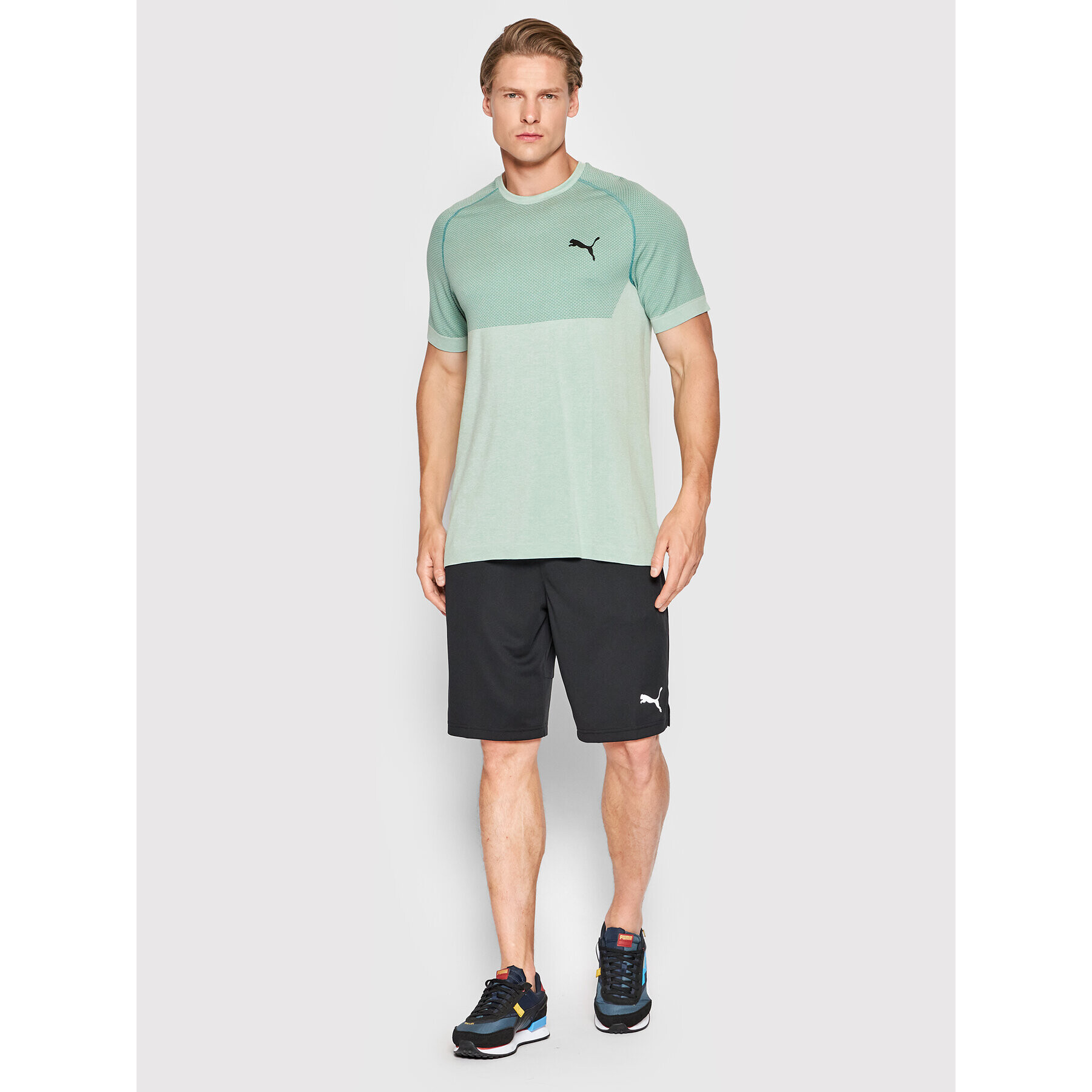 Puma Tricou tehnic Evoknit Rtg Basic 585828 Albastru Slim Fit - Pled.ro