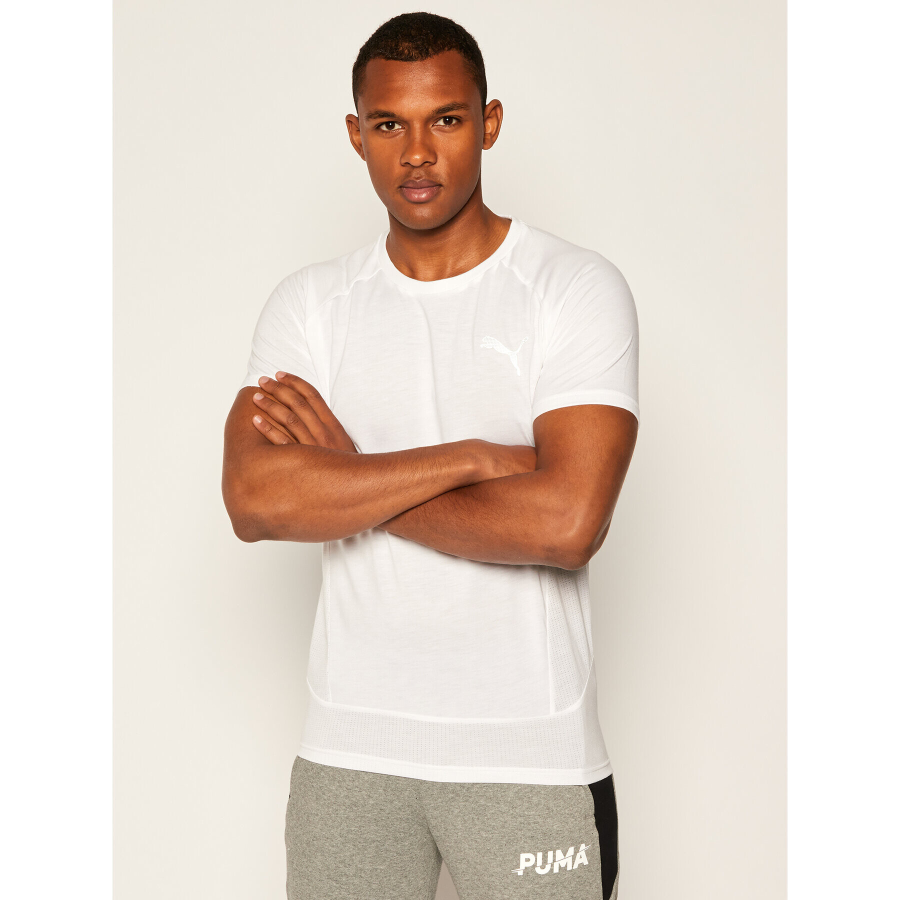 Puma Tricou tehnic Evostripe Tee 583462 Alb Slim Fit - Pled.ro