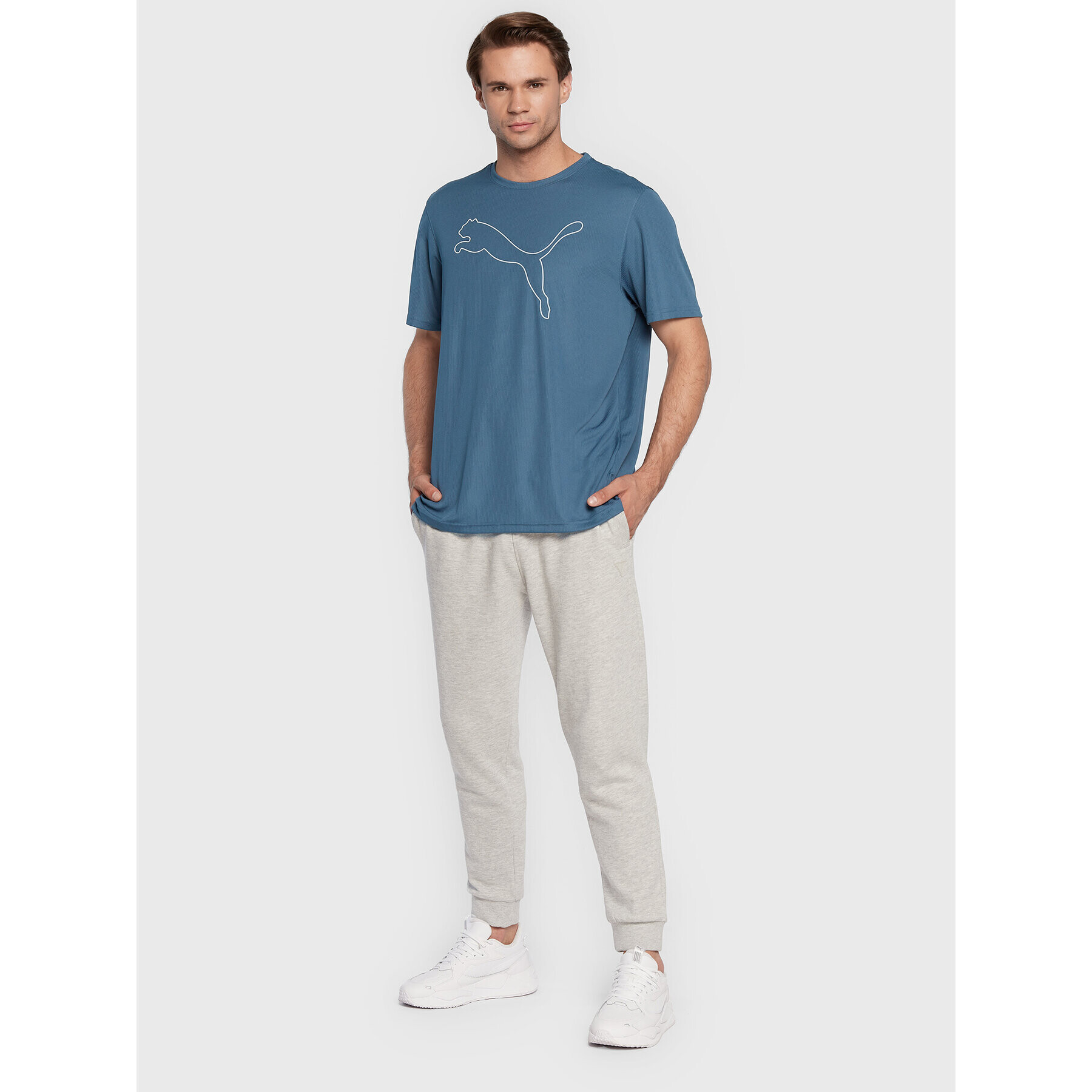 Puma Tricou tehnic Performance Cat 520491 Albastru Regular Fit - Pled.ro